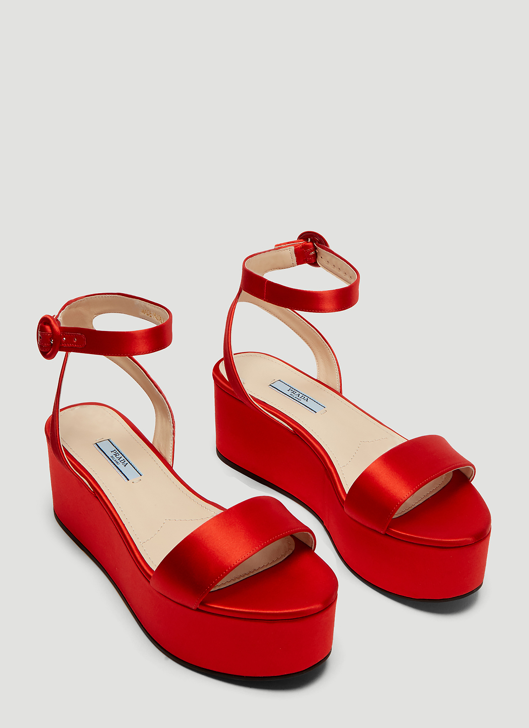 Prada Satin Flatform Sandals in Red | LN-CC