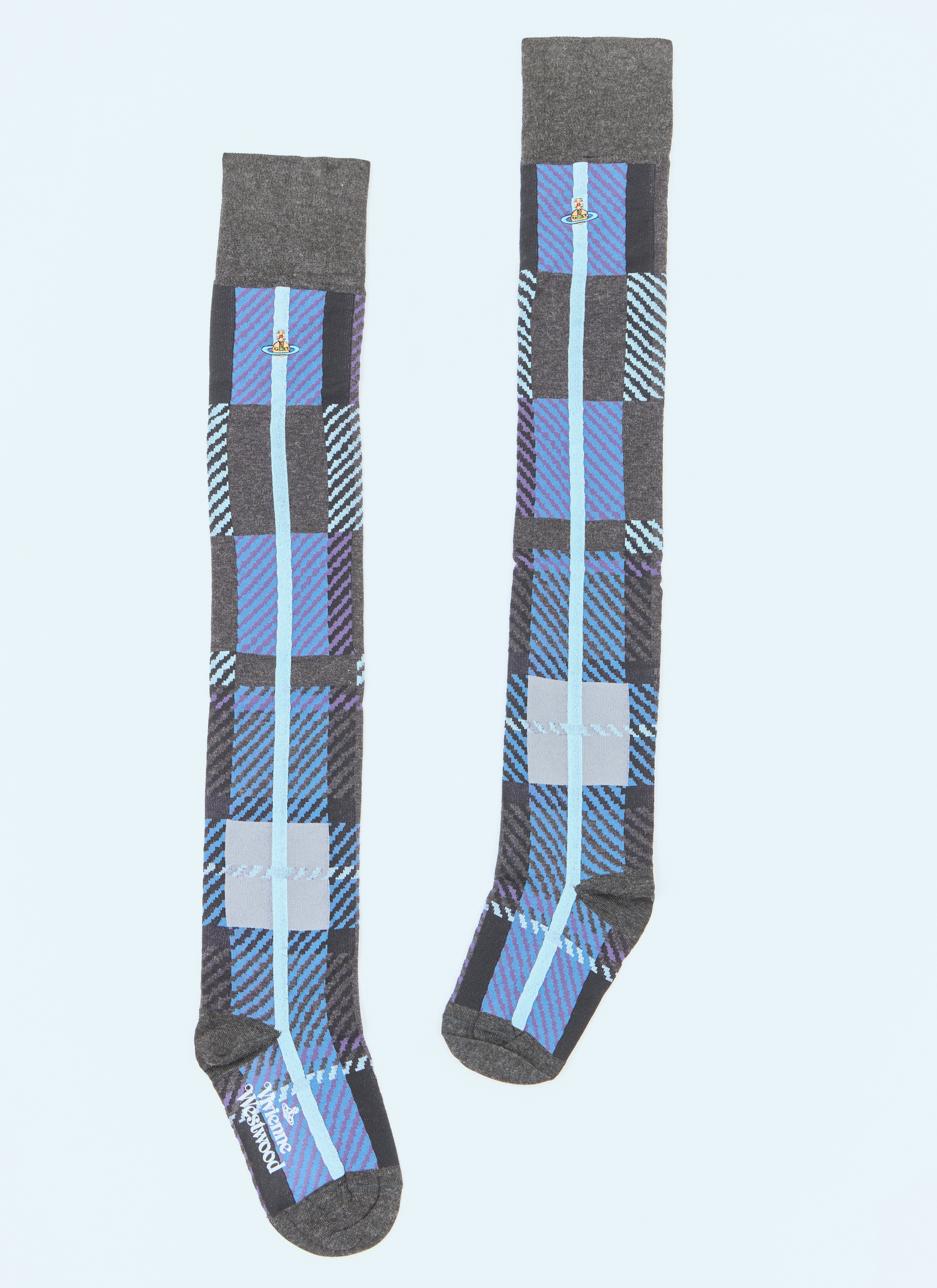 Vivienne Westwood Women's' Multi Tartan Knee-High Socks in Blue