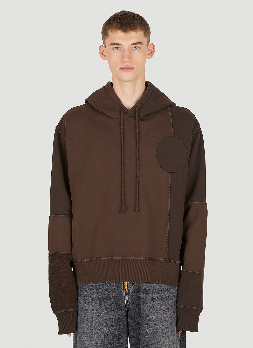 Contrast Panel Hooded Sweatshirt