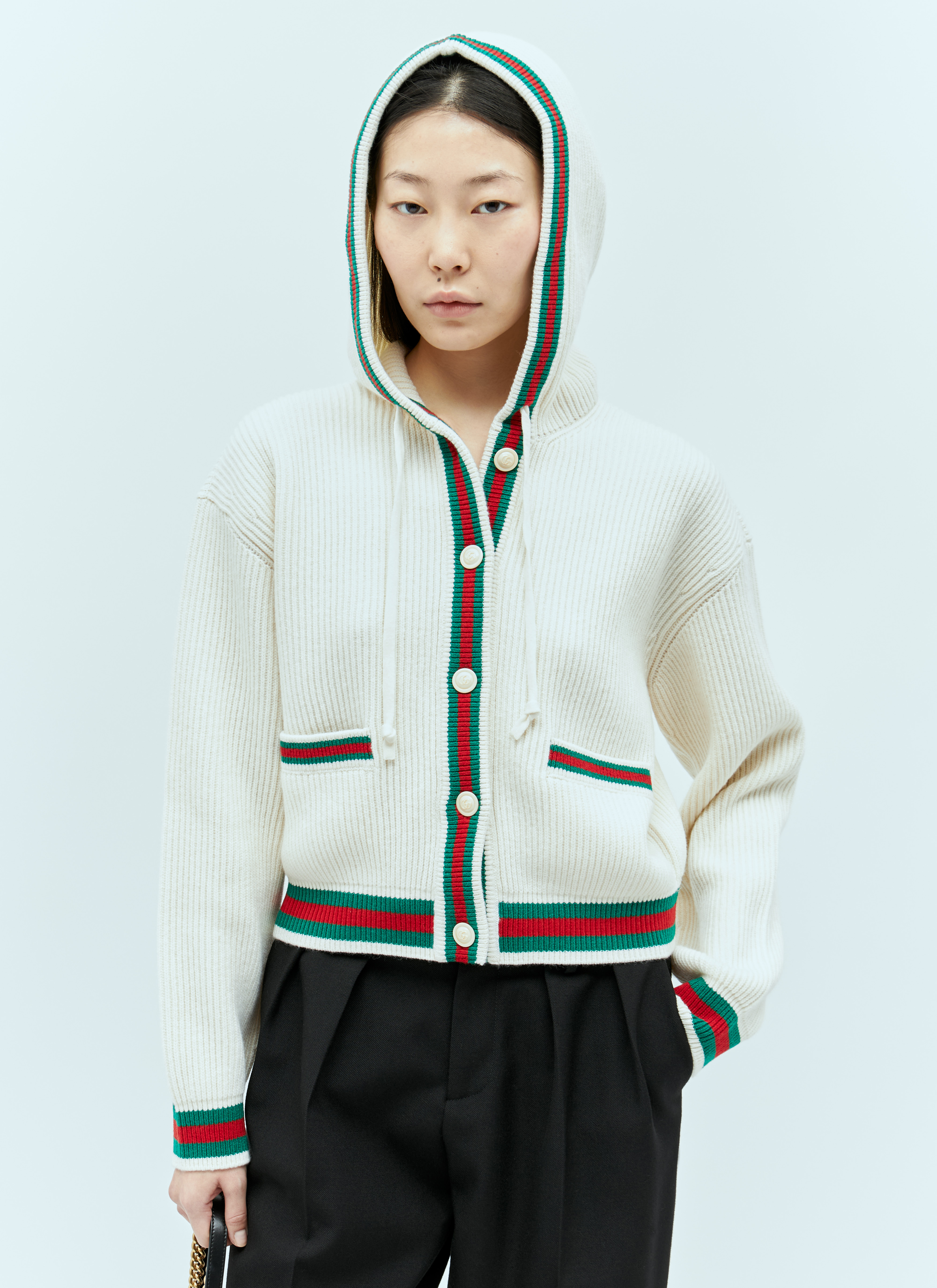 Gucci ウェブストライプ カーディガン | ブルー | FARFETCH JP