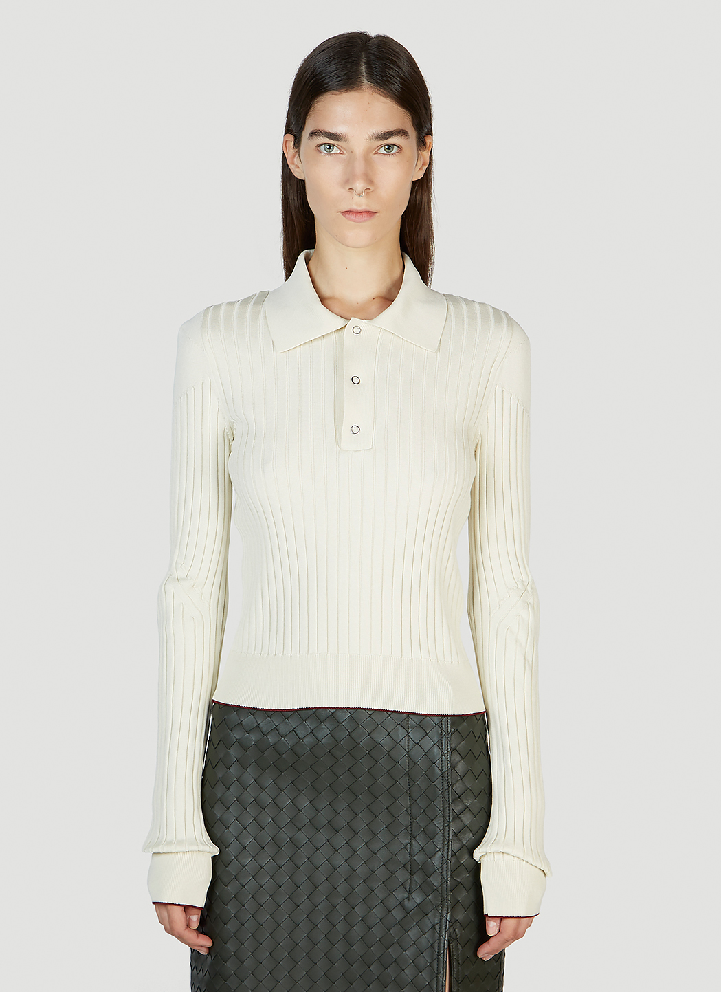 Ribbed Polo Sweater