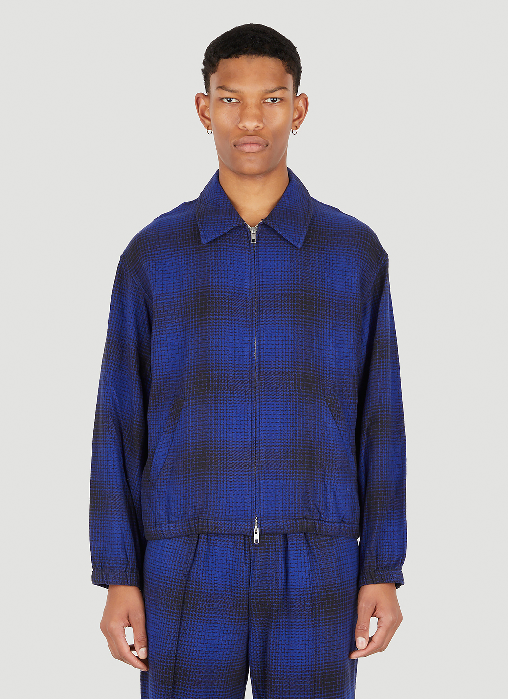 Ombre Plaid Blouson Jacket