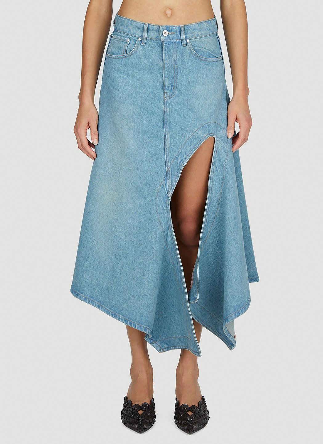 Y/Project Cutout Denim Skirt in Blue | LN-CC