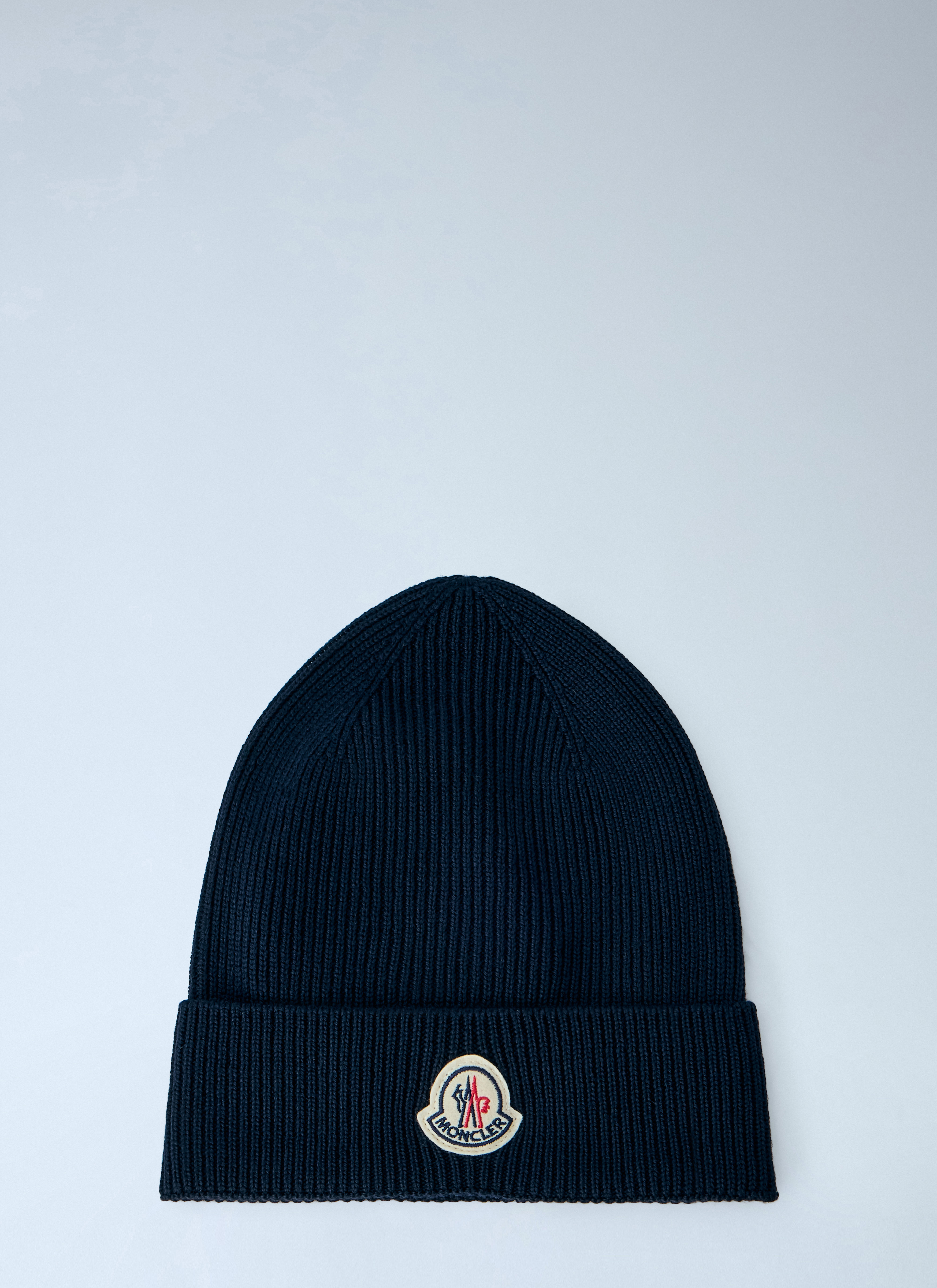 MONCLER Moncler Ribbed Knit Beanie with Logo Patch