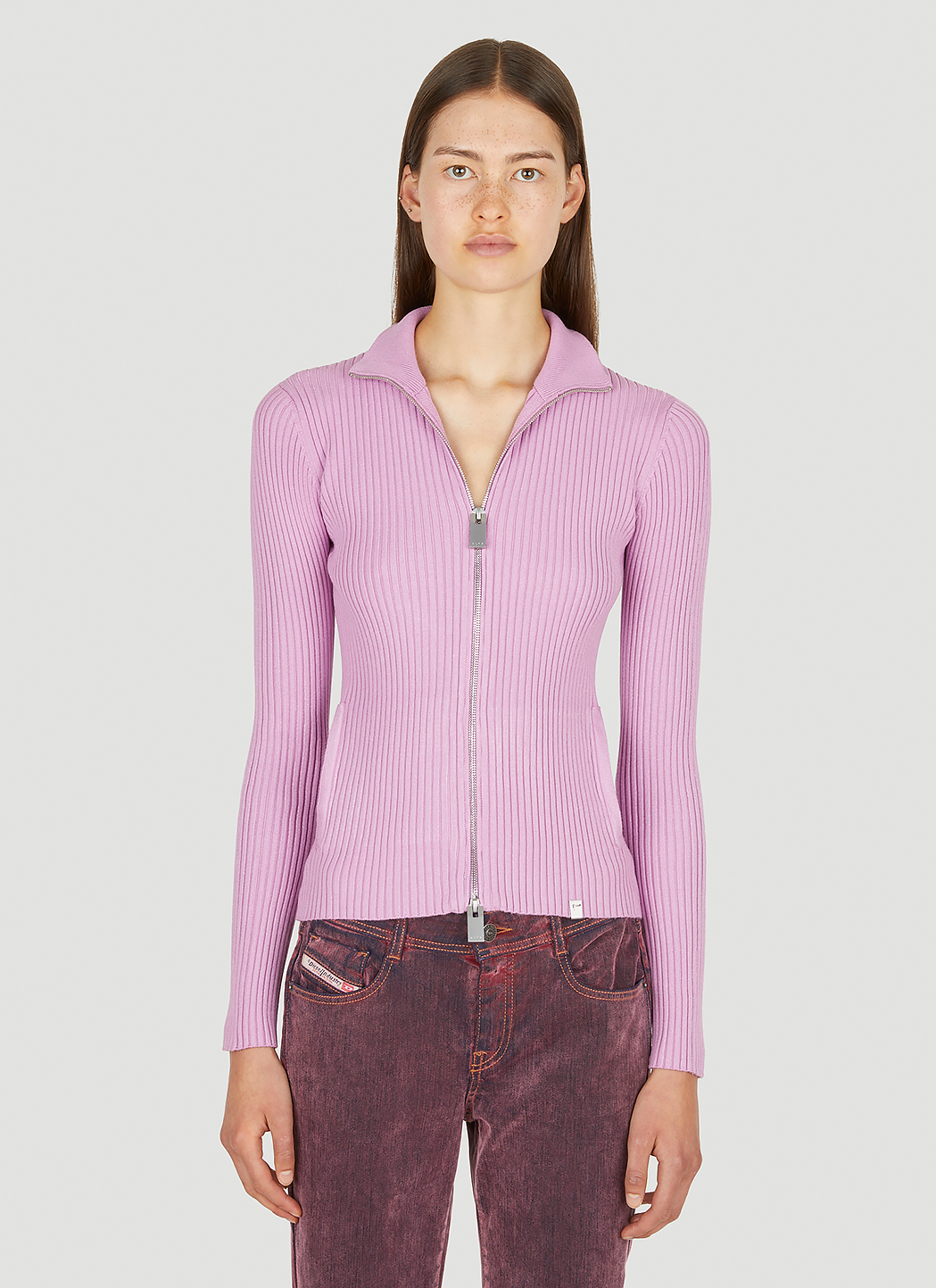 Zip Front Ribbed Sweater