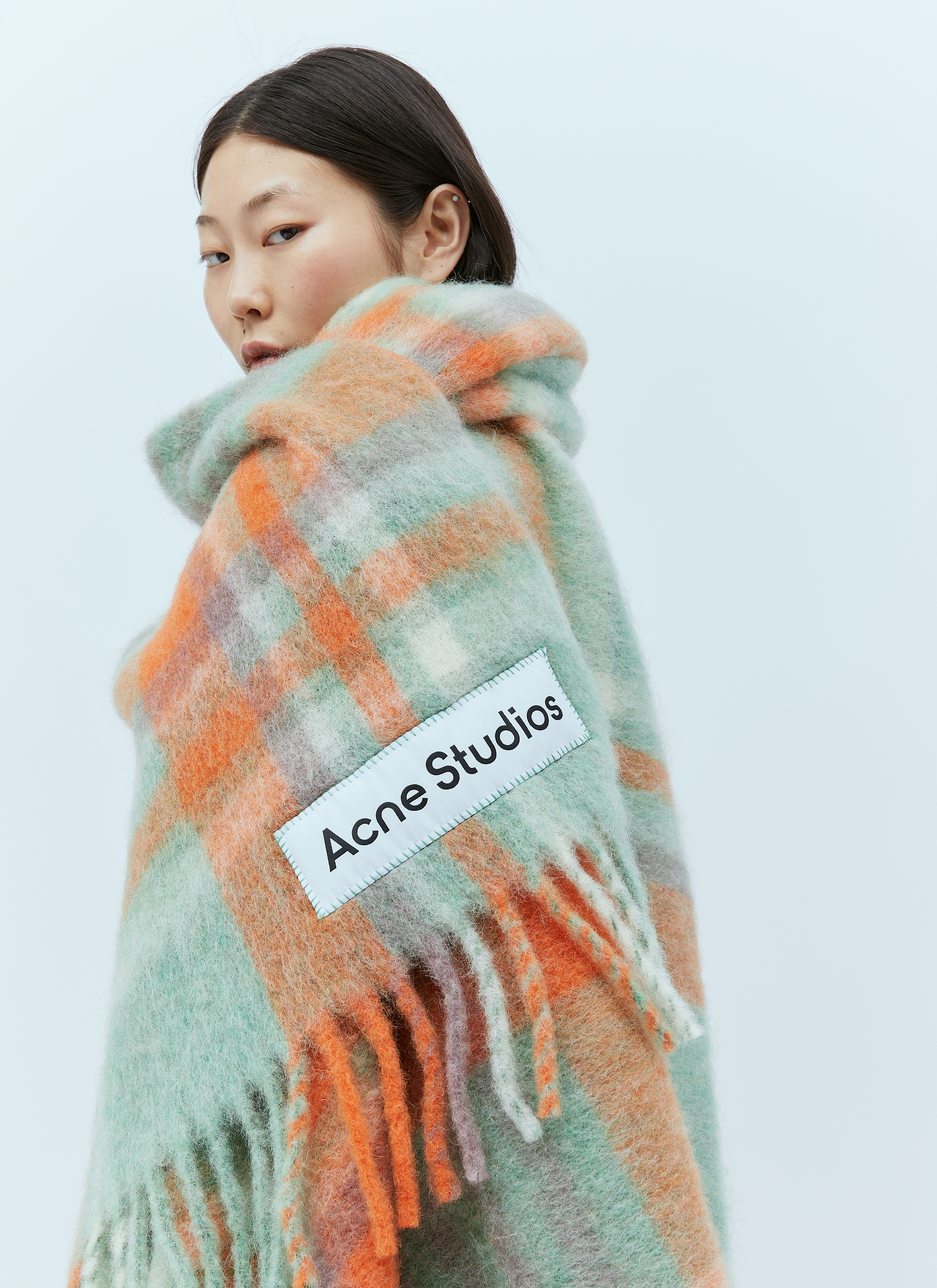 Acne Studios Women's' Large Check Scarf in Orange | LN-CC®