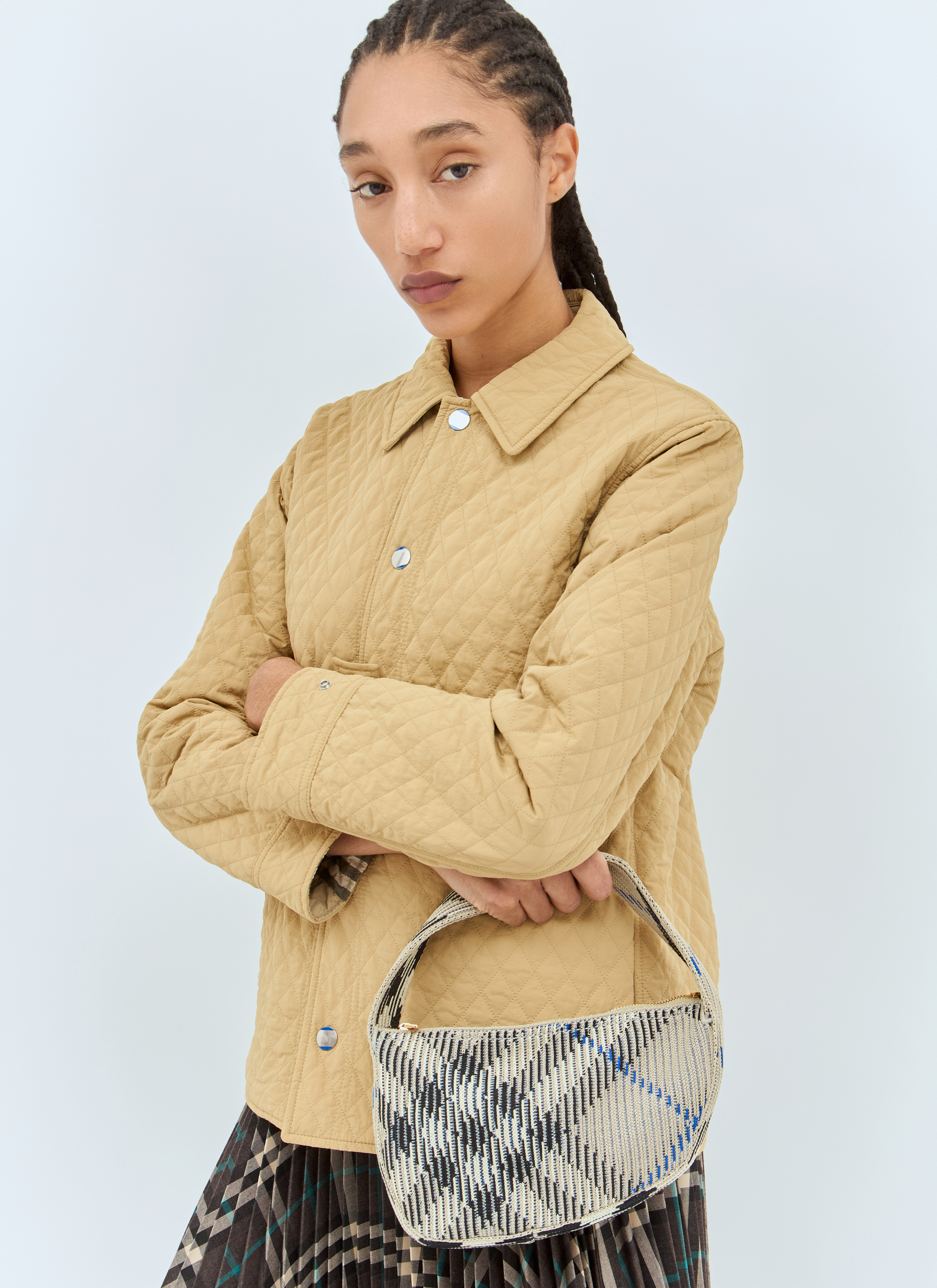 Burberry レディース チェック ミニ ニットショルダーバッグ の