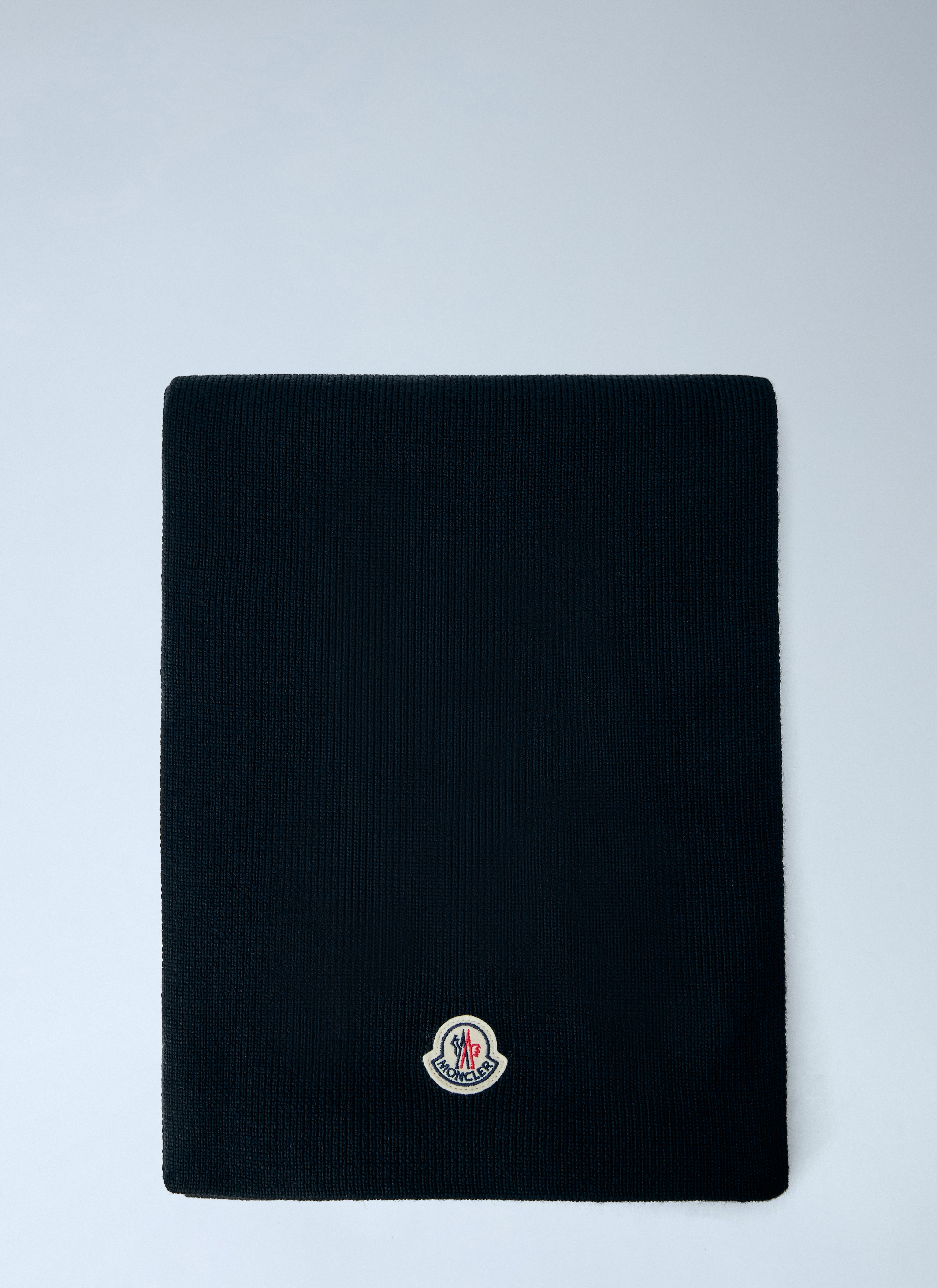 MONCLER Moncler Ribbed Wool Scarf with Logo Patch