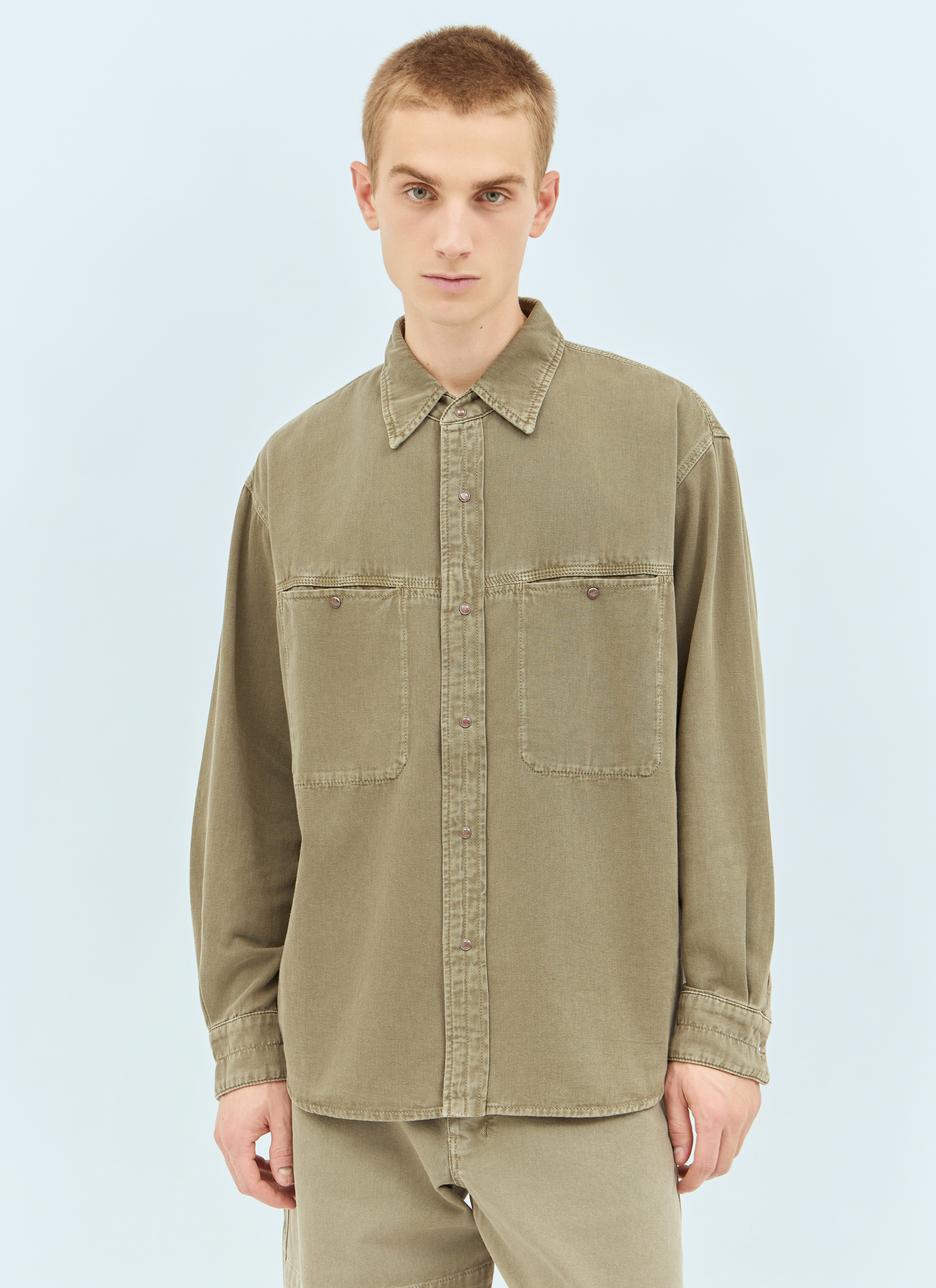Blue Snaps Denim Shirt by LEMAIRE on Sale