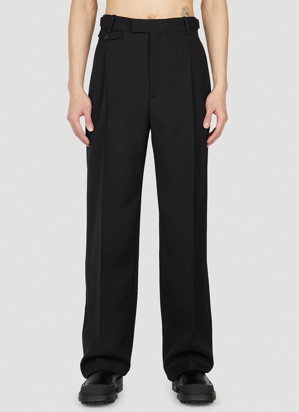 パンツ Alexander McQueen Trousers Alexander McQueen wide-leg Tuxedo Trousers | Black | FARFETCH