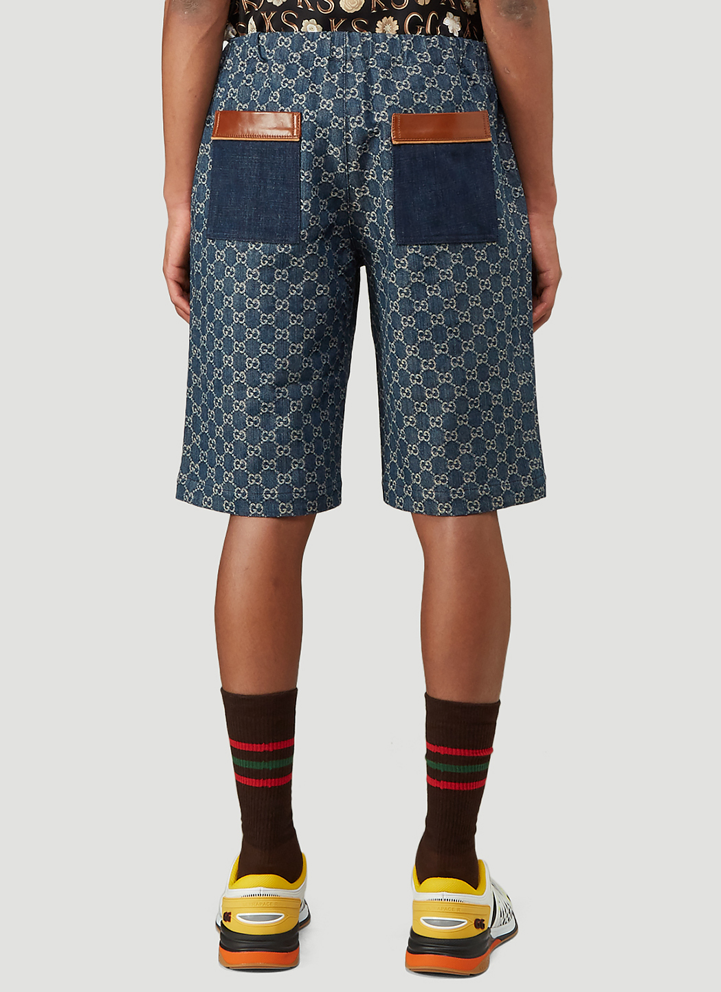 Gucci Men's Denim Jacquard Shorts in Blue LNCC