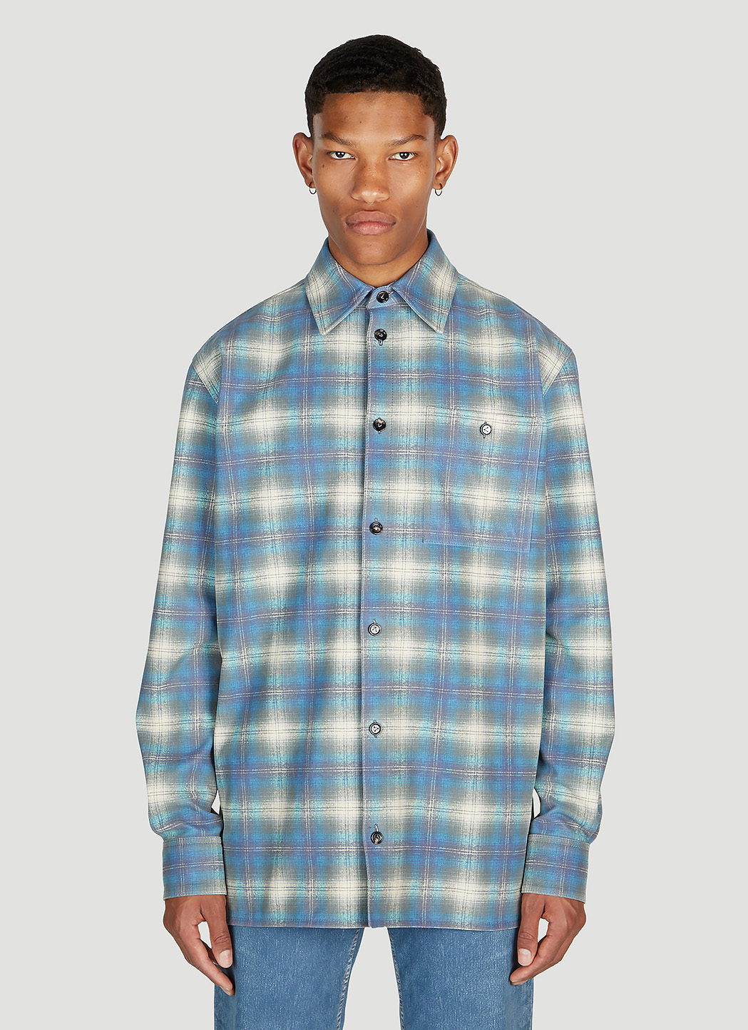 Flannel Print Leather Shirt