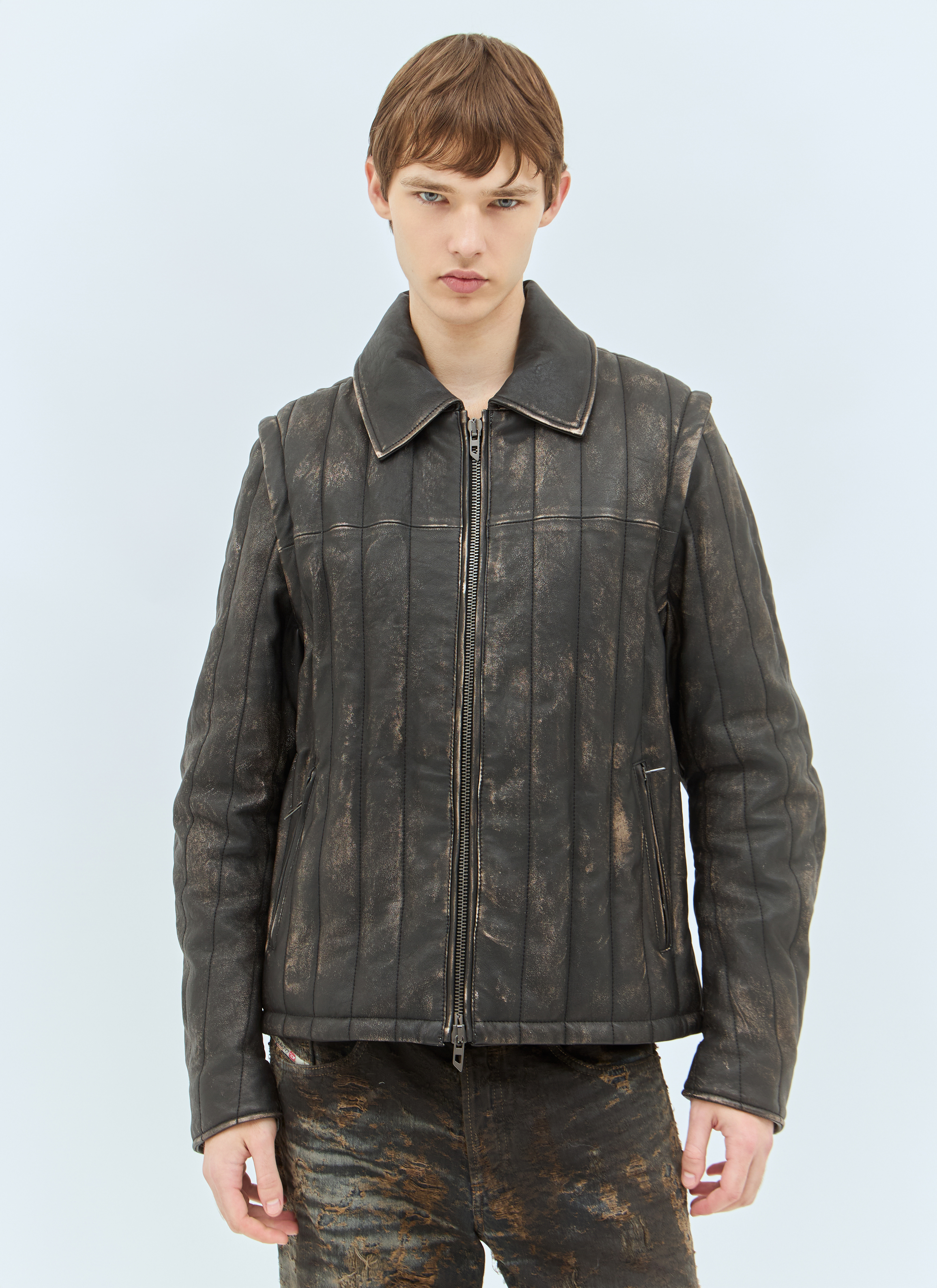 Diesel Men's' L-Albert Leather Jacket in Black | LN-CC®