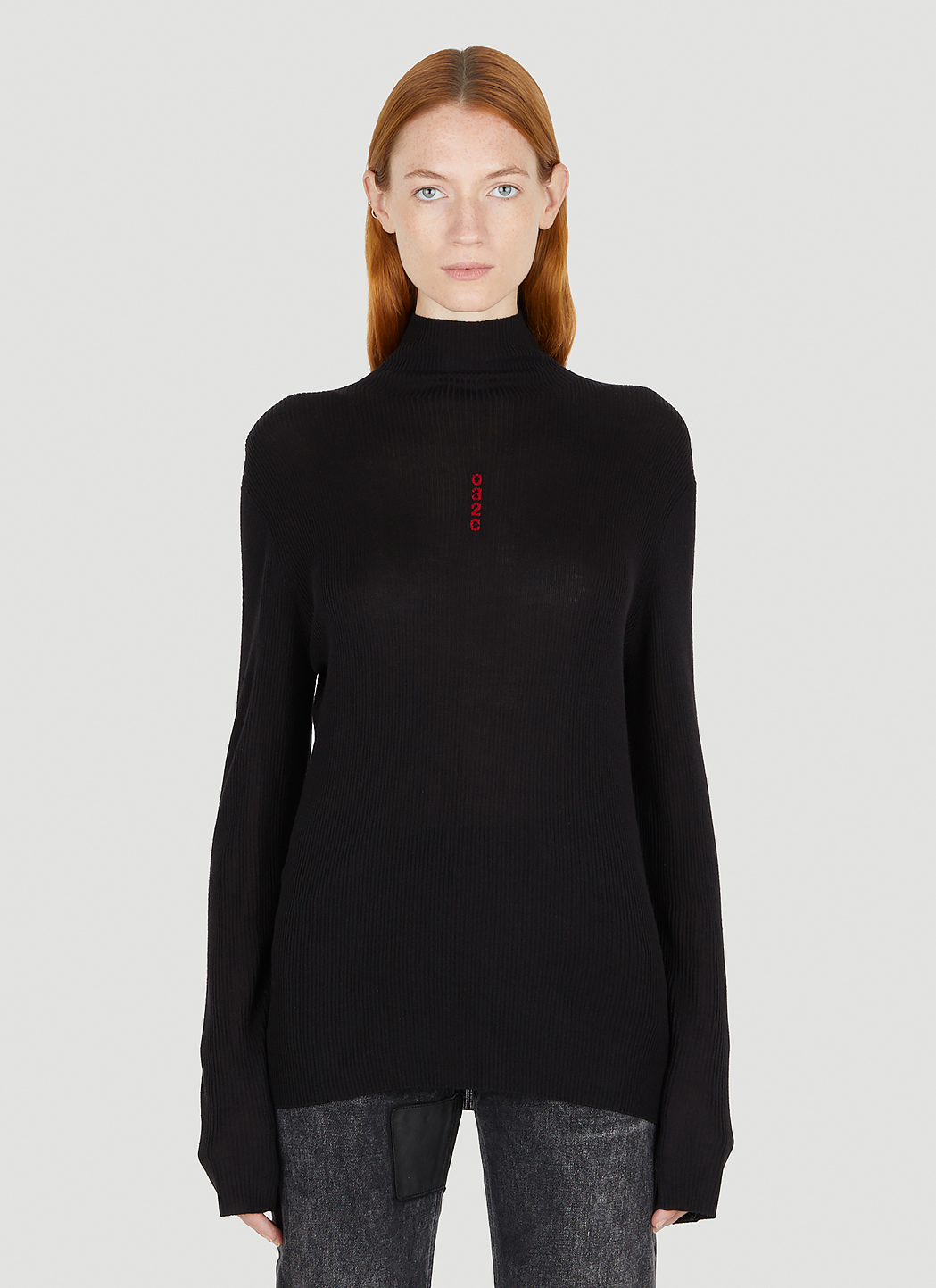 032C Logo Jacquard Roll Neck Sweater in Black LN-CC - Main Image