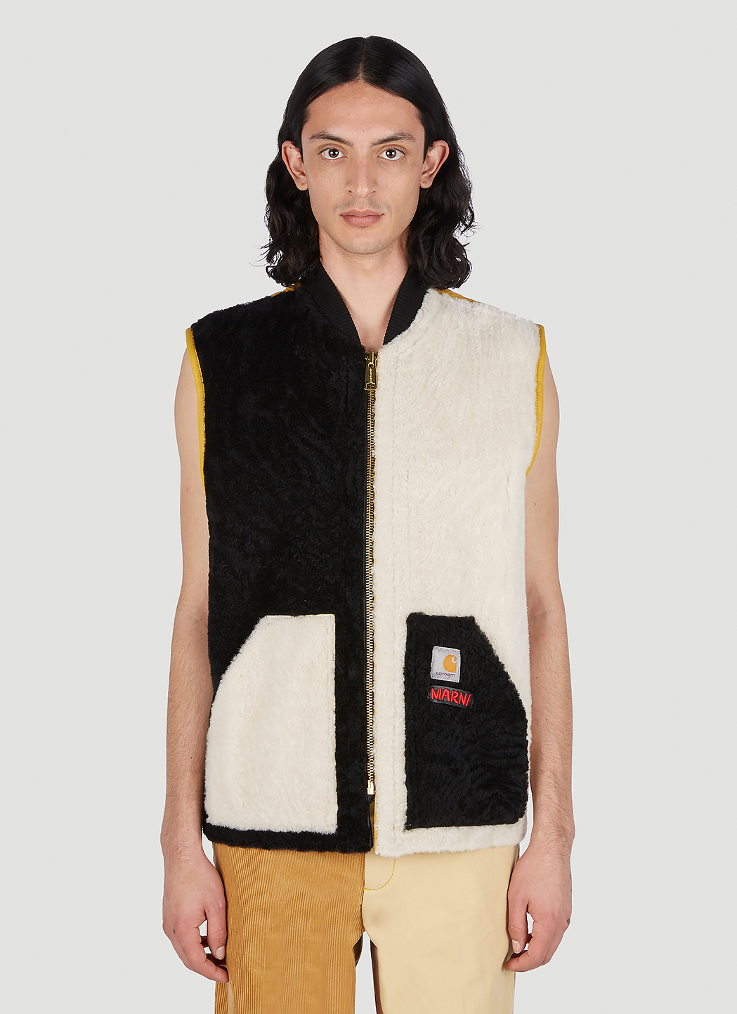 Colour Block Shearling Vest Jacket