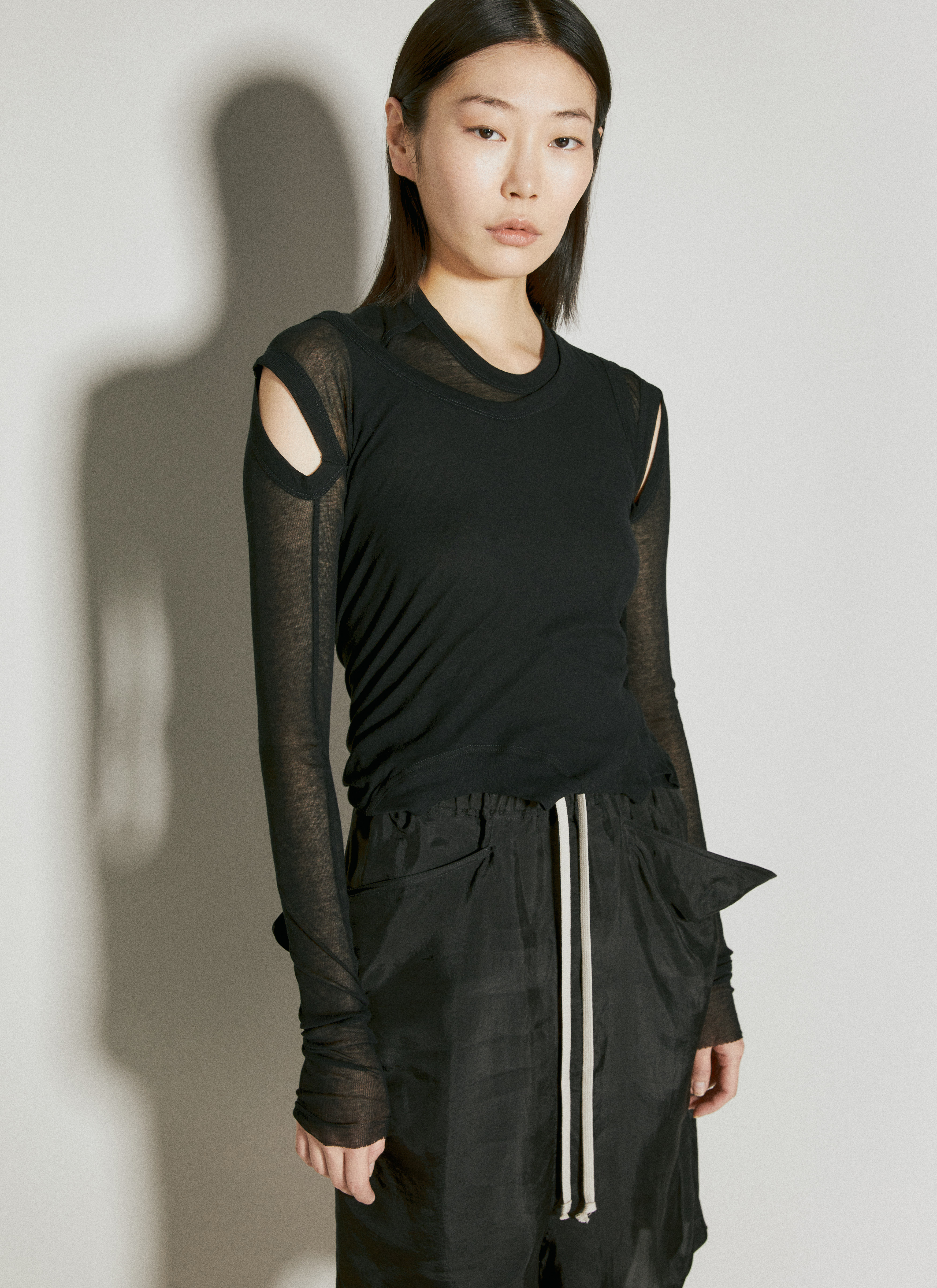 Rick Owens Women's' Crop Banana Long Sleeve Top in Black