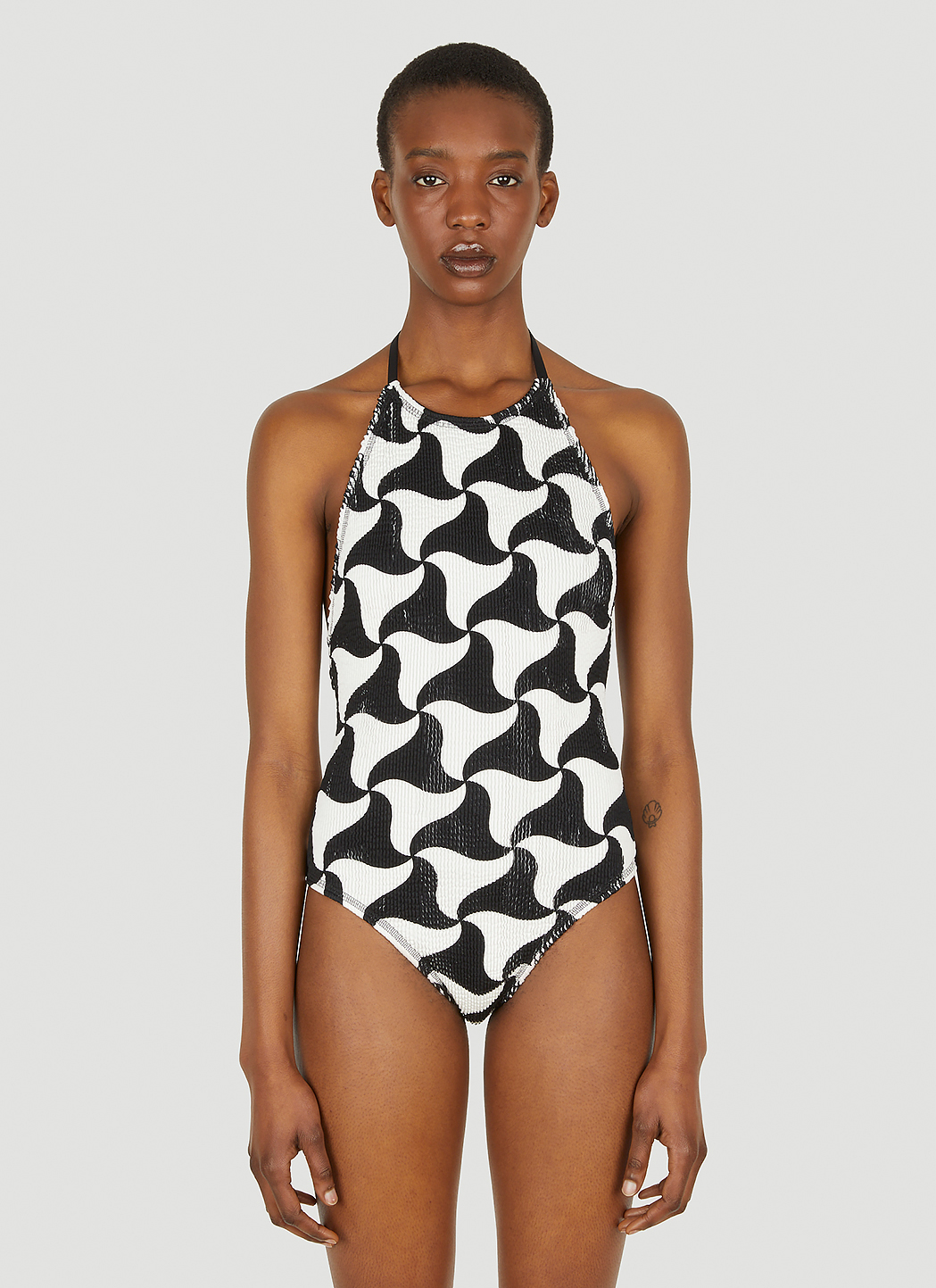 Ghost Print Crinkled Swimsuit