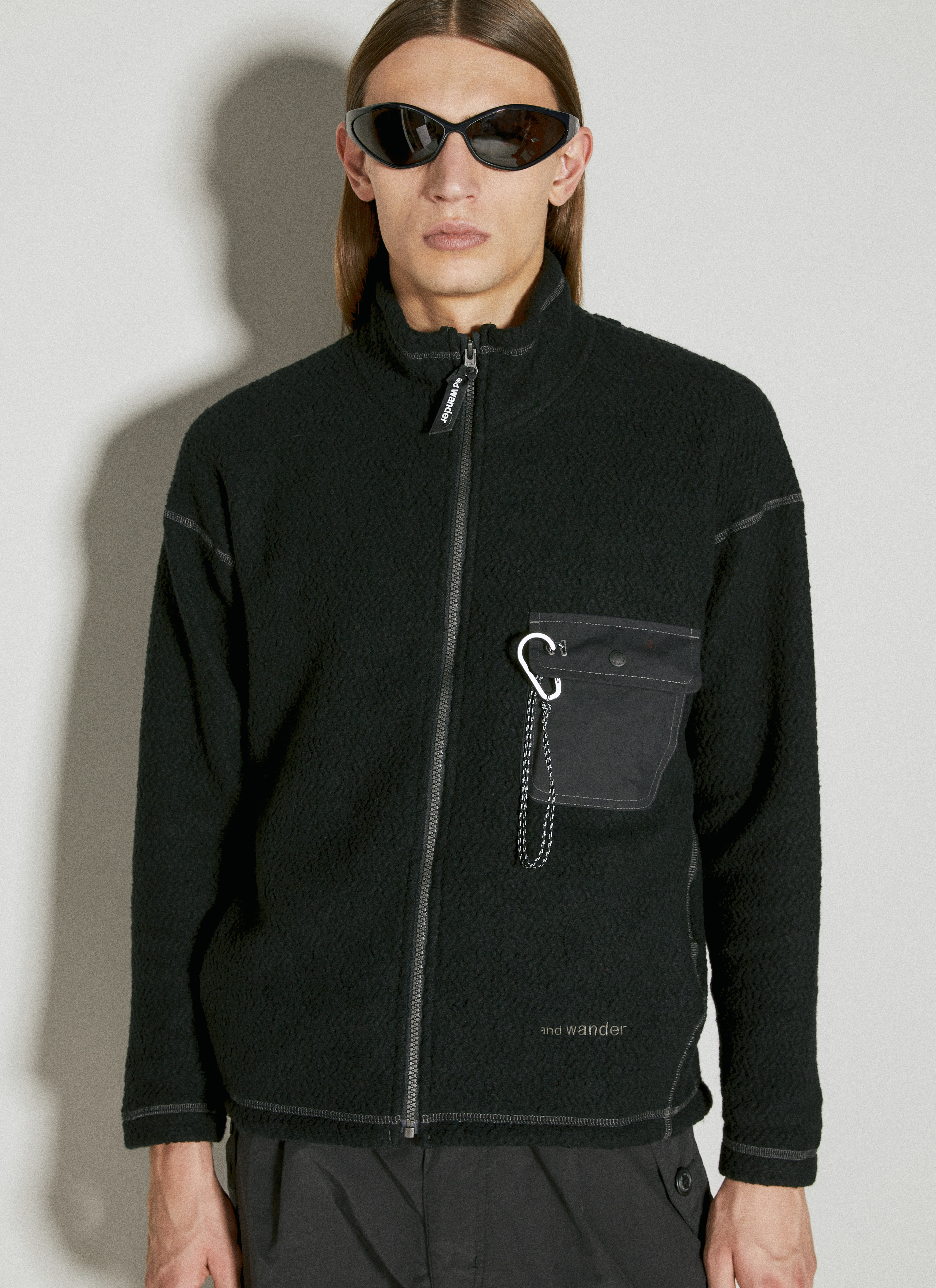 And Wander Men's' Fleece Zip-Up Jacket in Black | LN-CC®