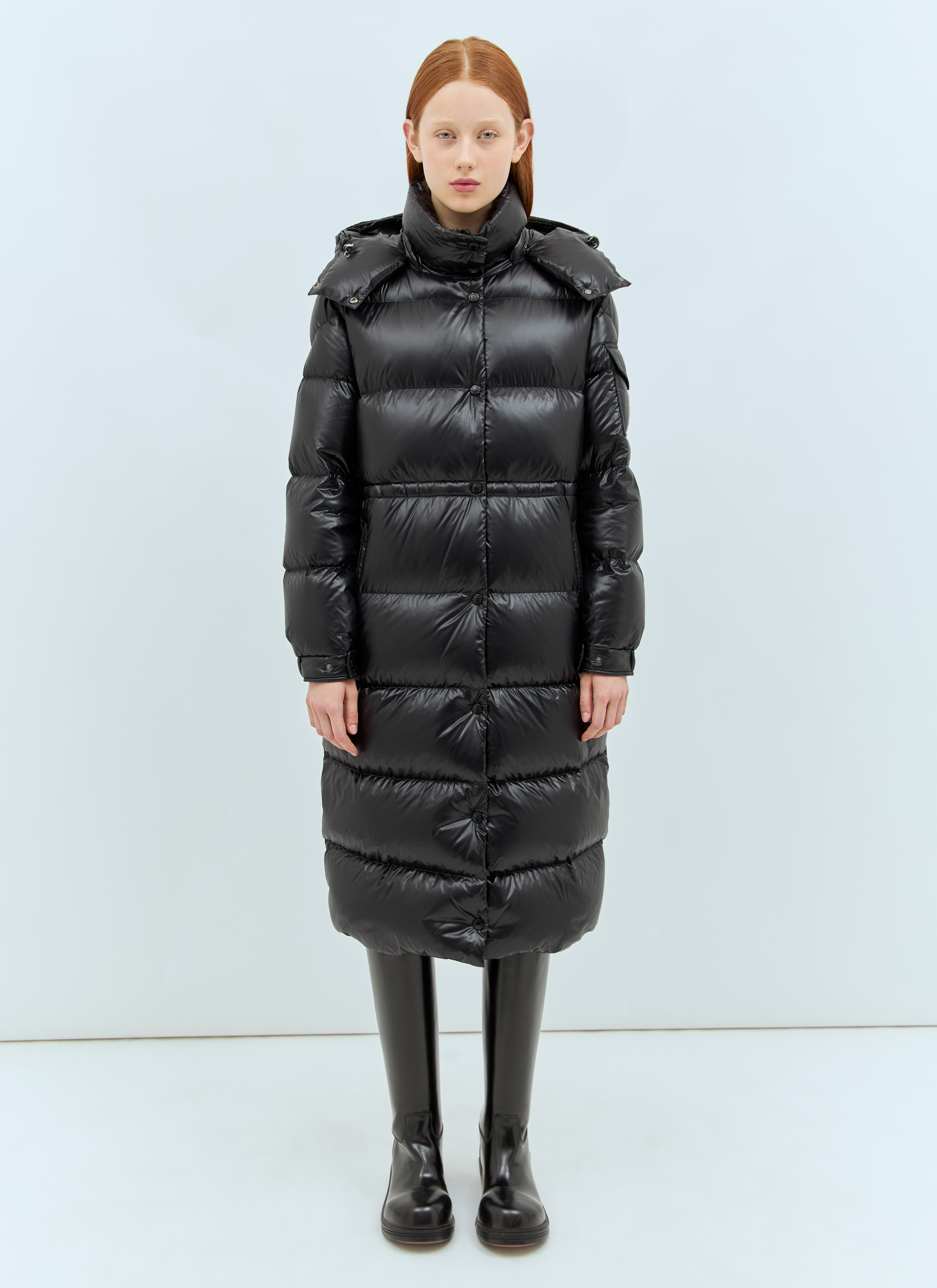 早い者勝ちMONCLER2022春夏レディース フード付コート BERNIERS MONCLER (モンクレール) ロゴパッチ付きポケット フルジップ ウエスト