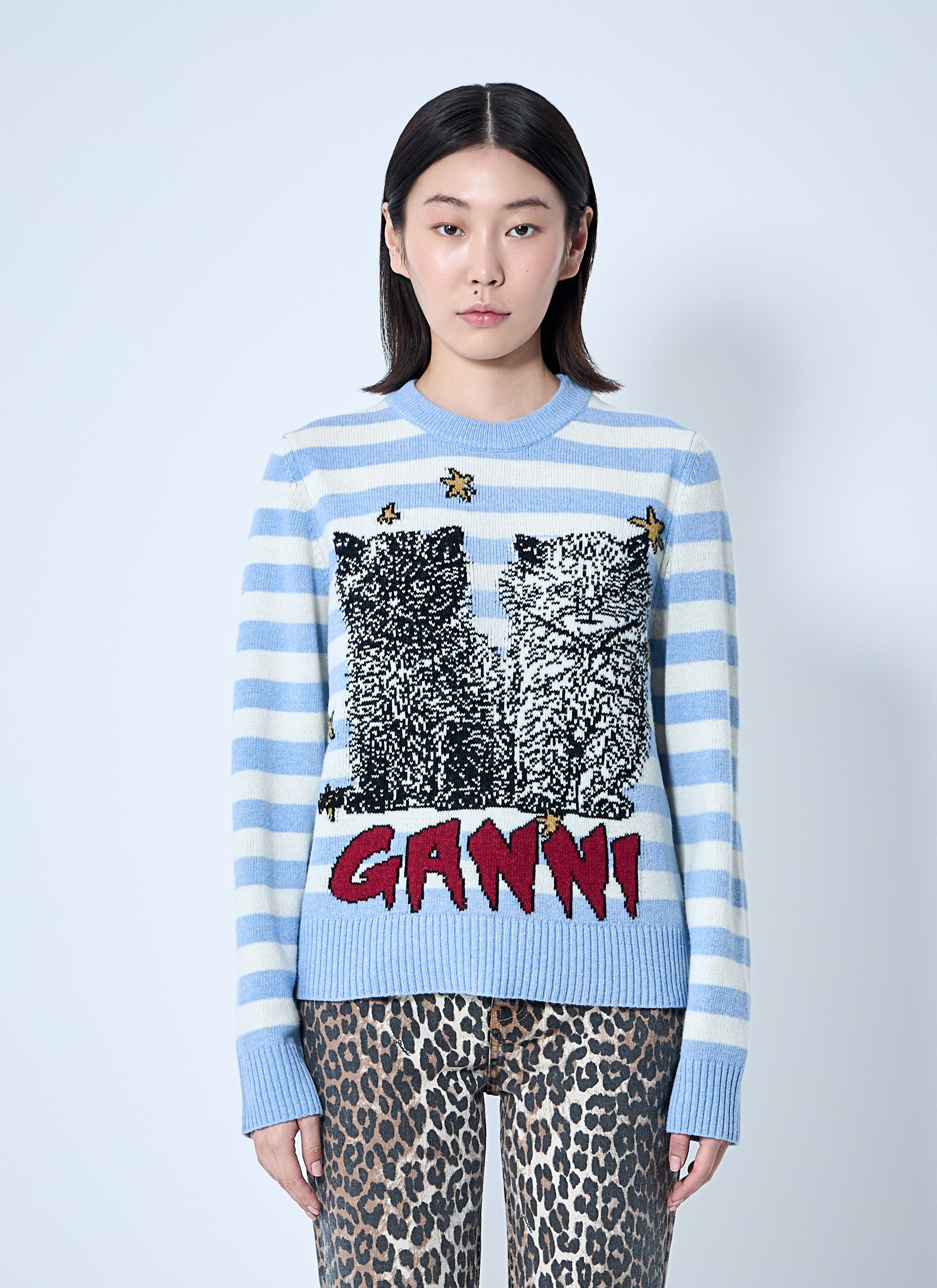 GANNI - GANNI☆ネコ柄 TATOO ロンT gan0259092_blu_00.jpg