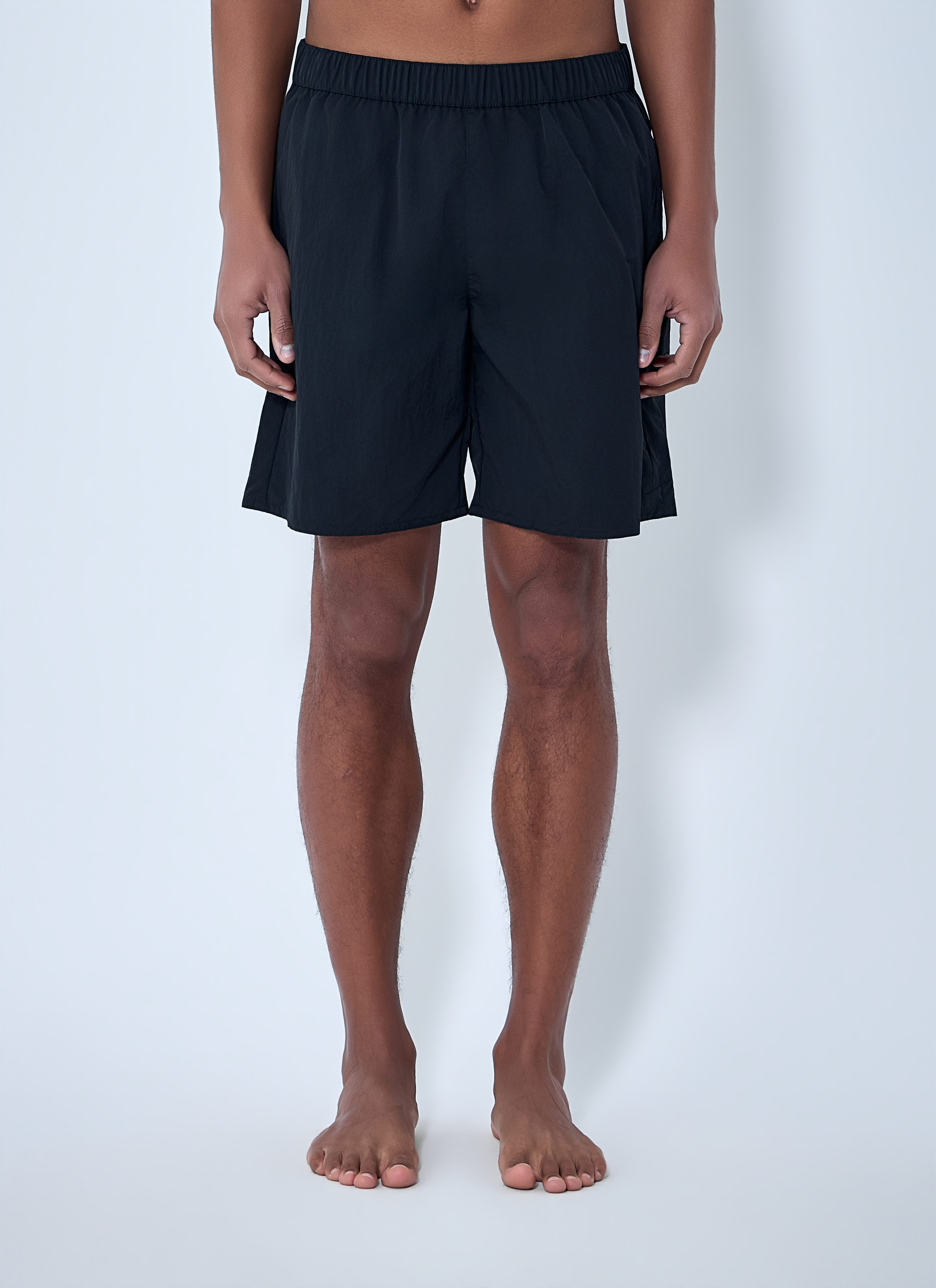 Moncler Men's Black Elastic Waistband Swim Shorts - Man Swimwear Xxl