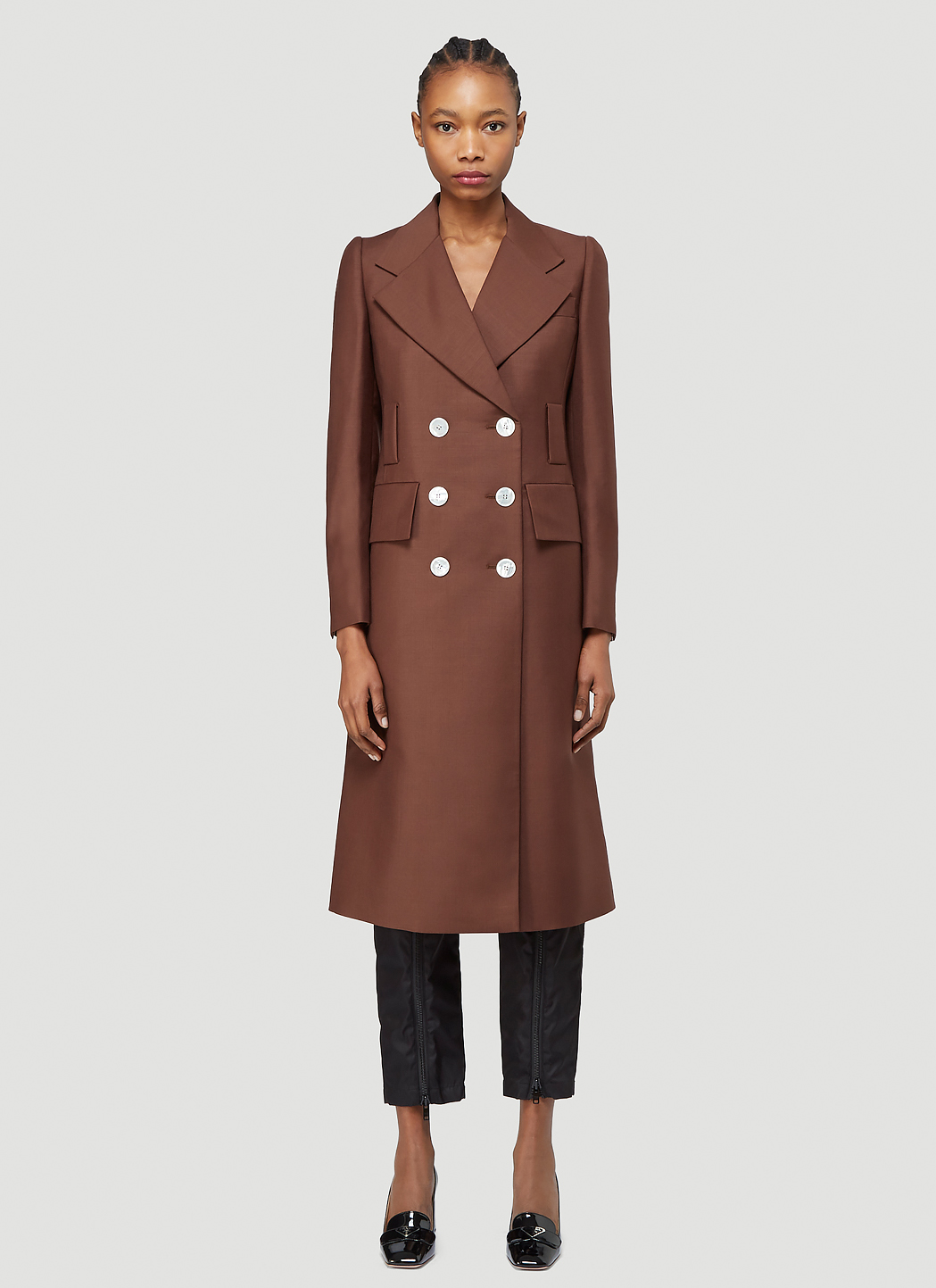 DoubleBreasted Wool Coat in Brown LNCC