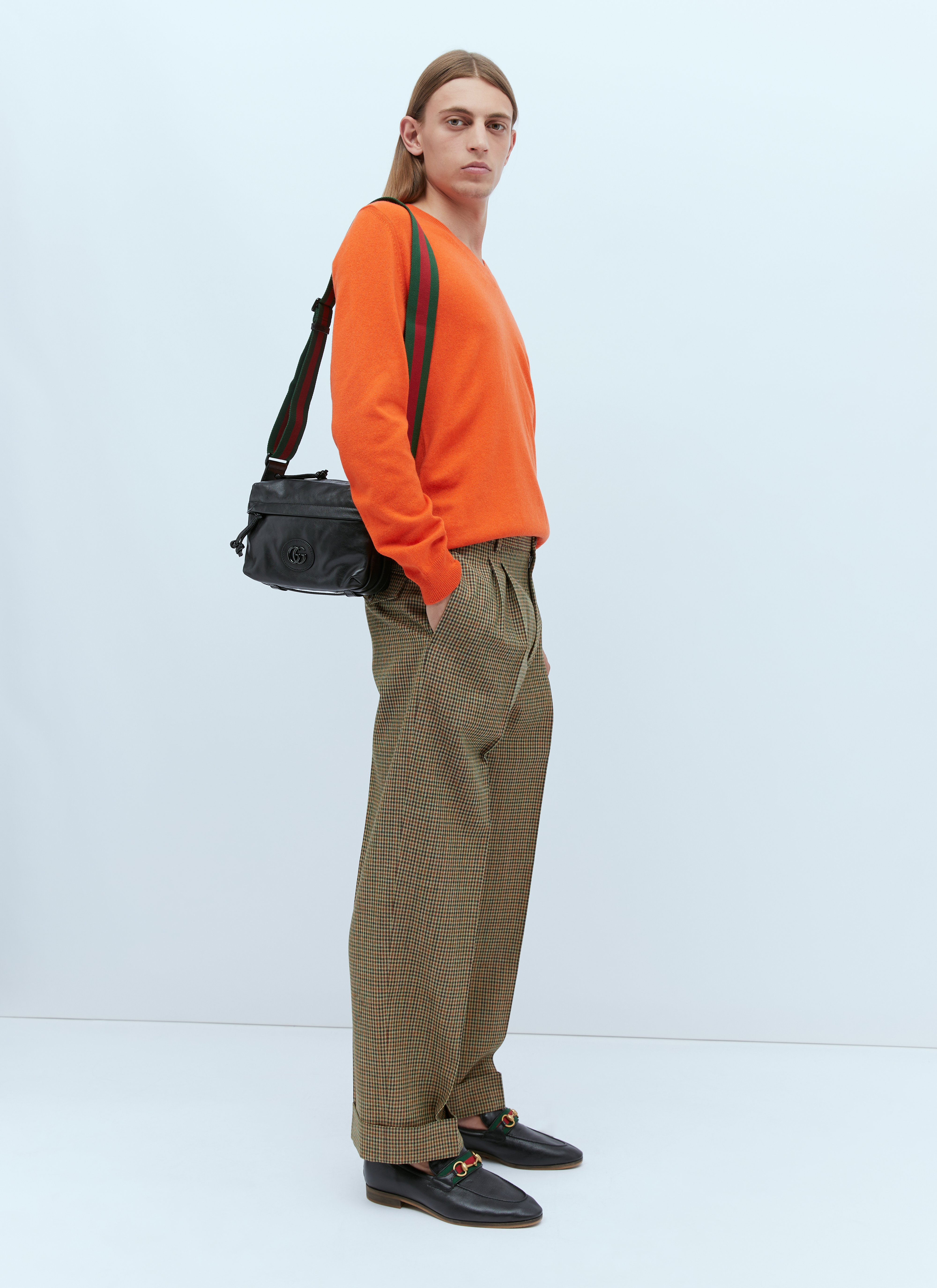 Gucci Men's' Tonal Double G Shoulder Bag in Black | LN-CC®