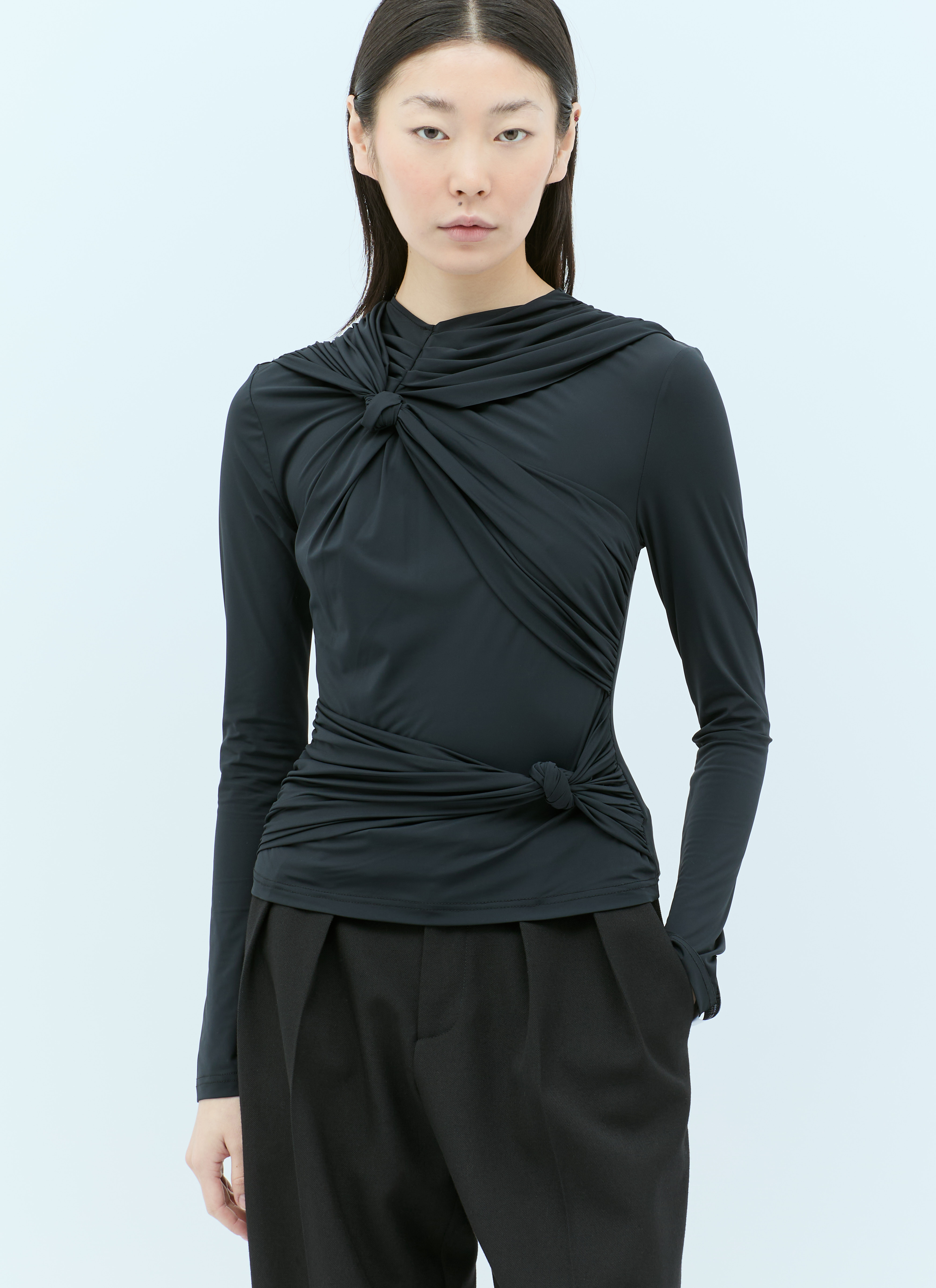 Rokh Women's' Knotted Jersey Top in Black | LN-CC®