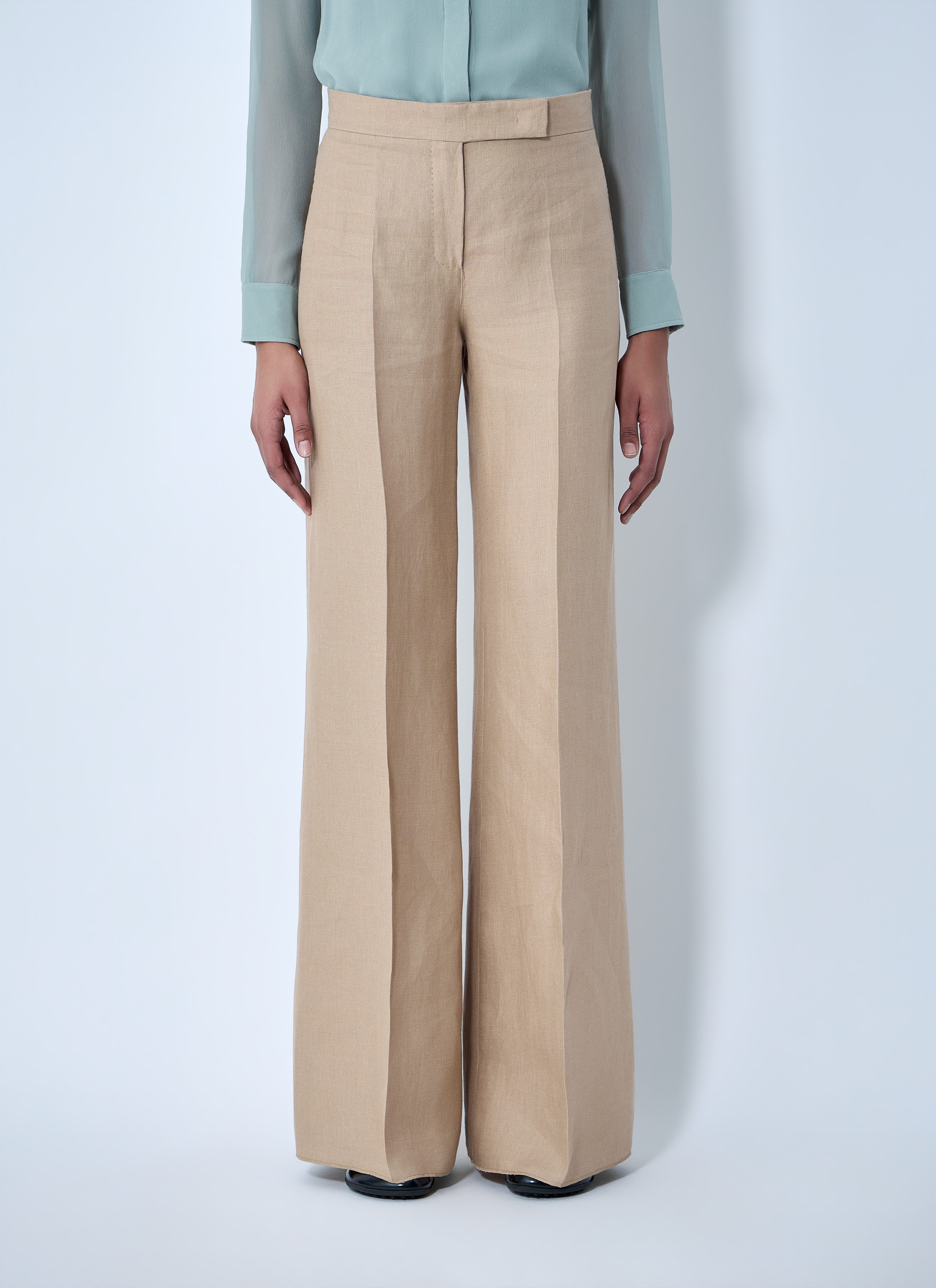 Max Mara Beige High-Waisted Wide-Leg Trousers - Woman Pants It - 42
