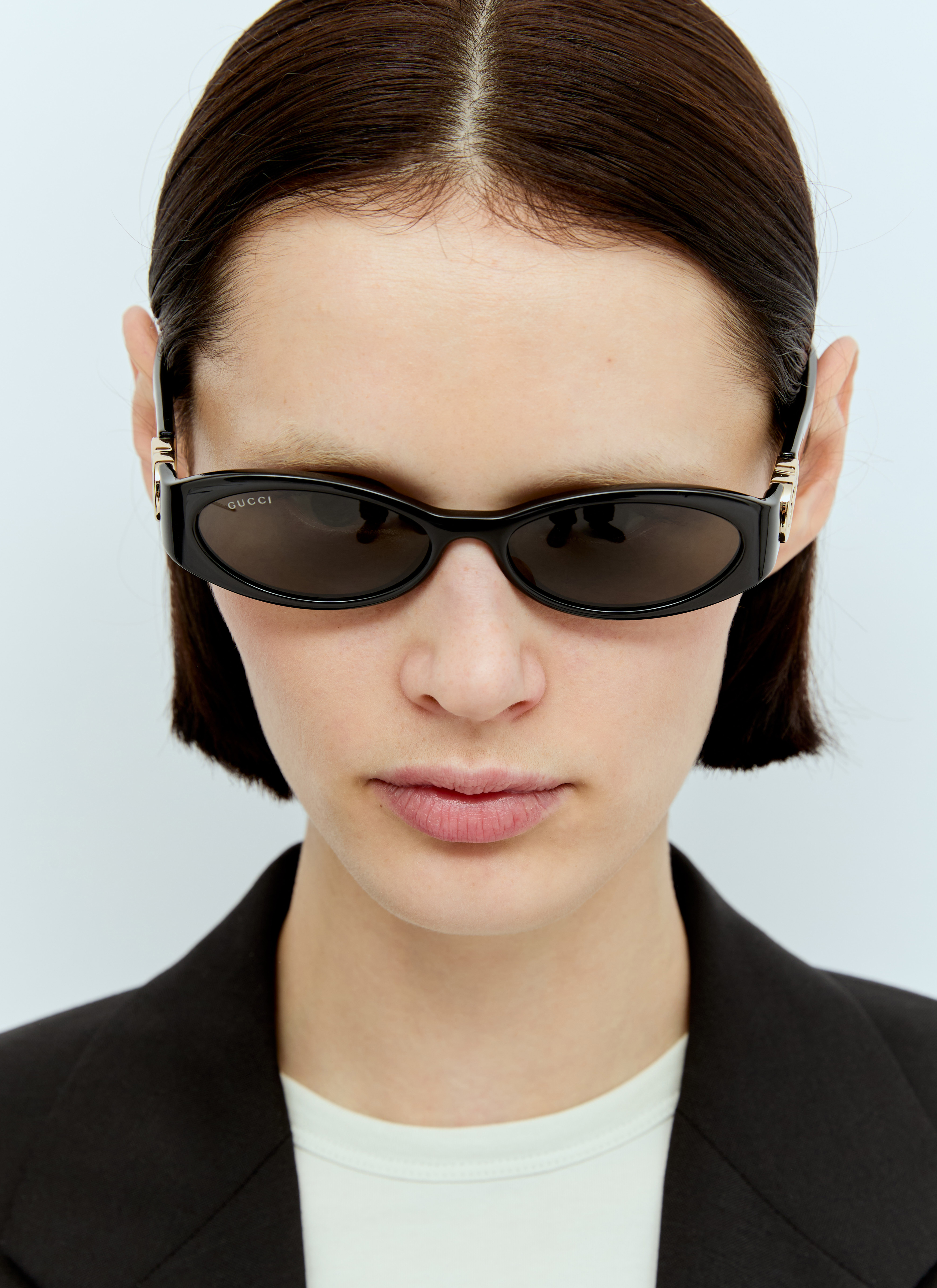 Gucci Women's' Oval Frame Sunglasses in Black | LN-CC®