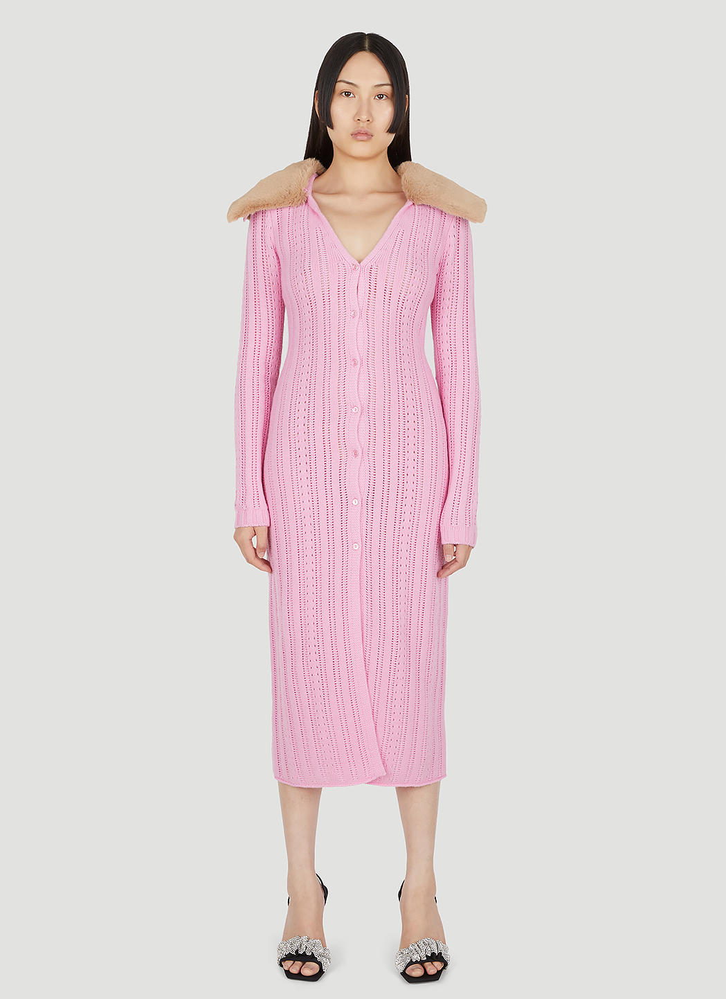 Oversized Collar Knit Dress