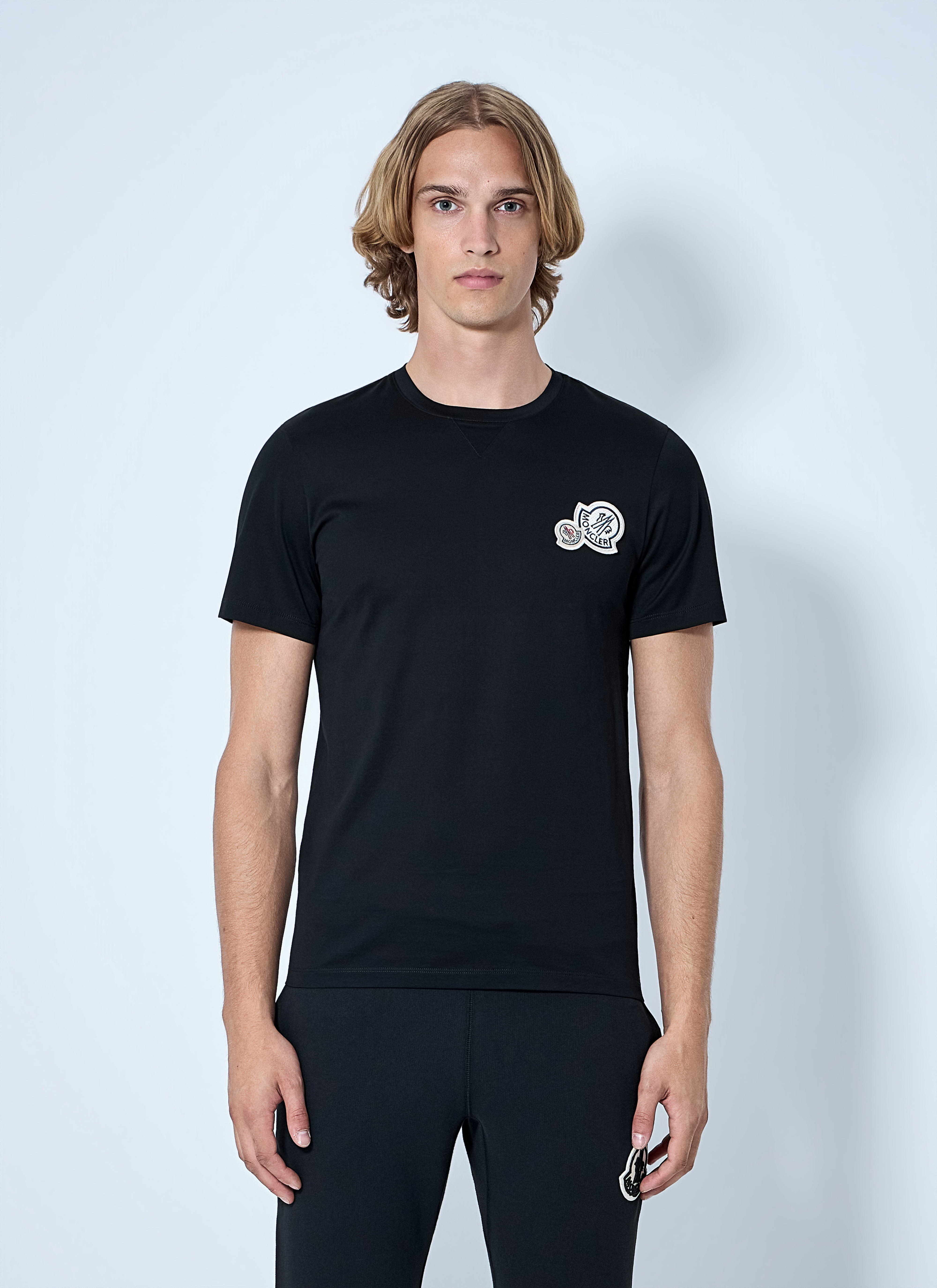 Moncler Men's Black Logo Motif Cotton T-Shirt - Man Jackets L