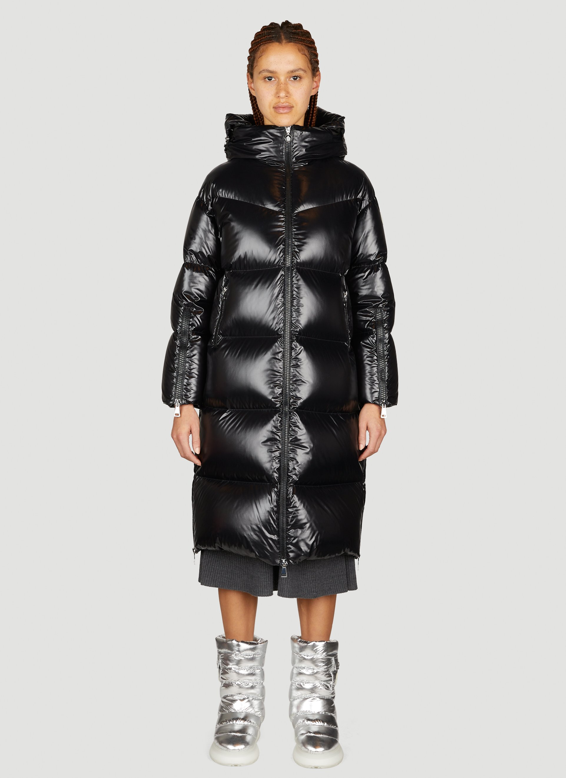 Moncler Women's' Huppe Long Down Coat in Black | LN-CC®