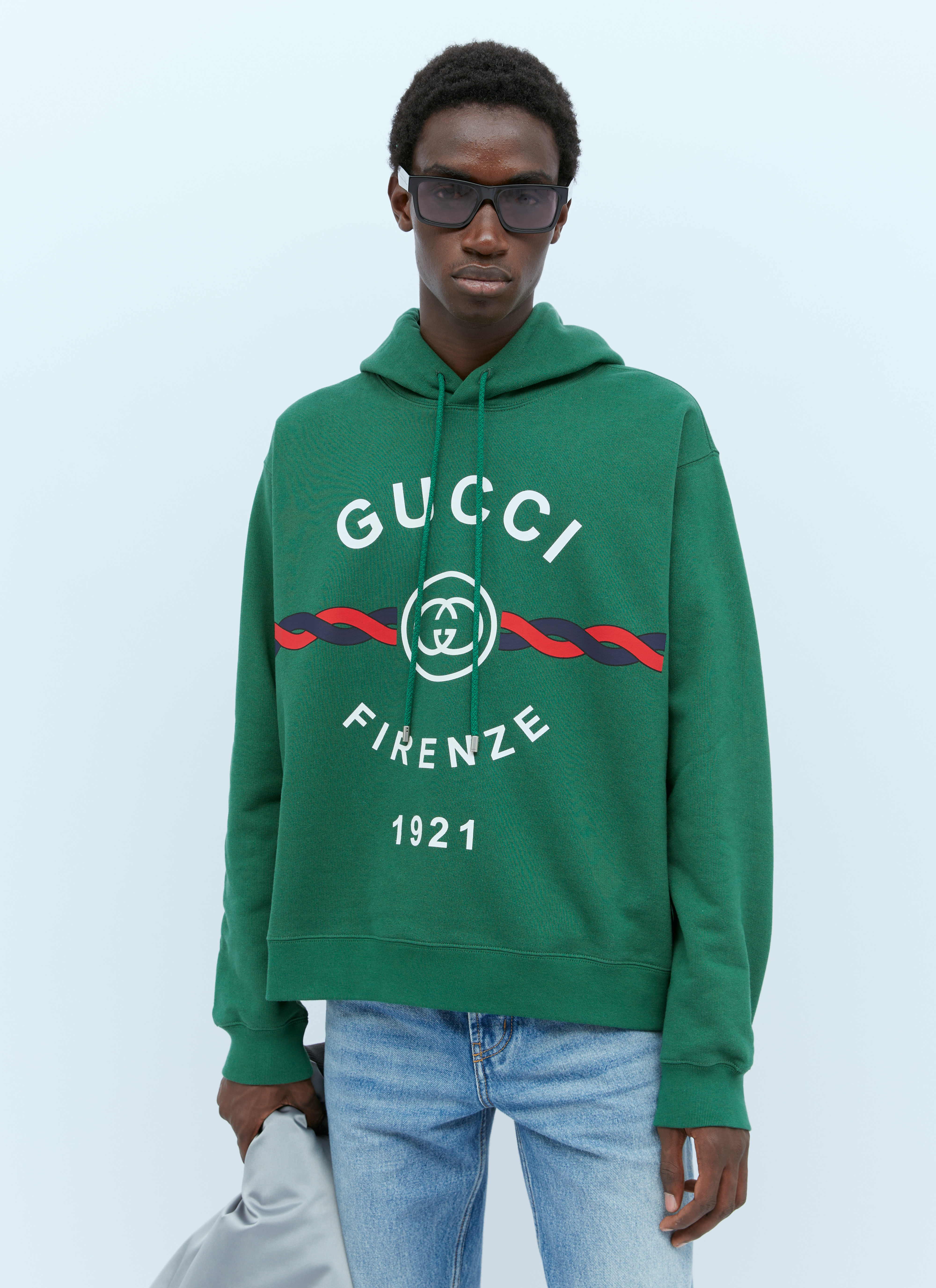 Gucci Men's' Interlocking G Torchon Hooded Sweatshirt in Green Gucci Men's' Interlocking G Torchon Hooded Sweatshirt in Green