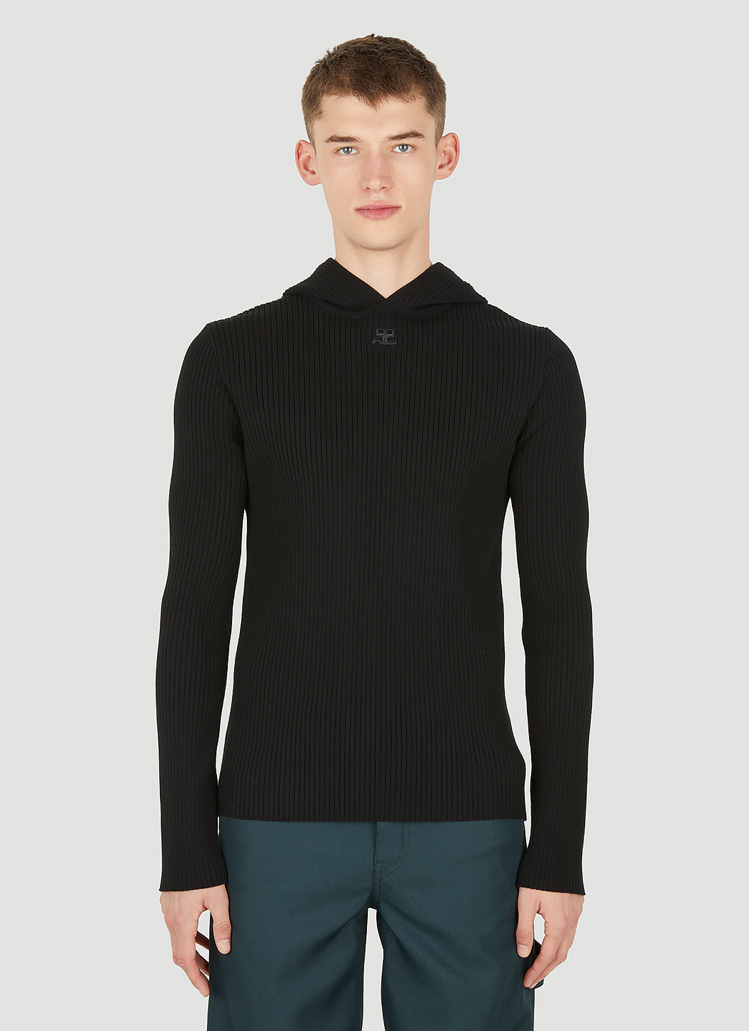 Courrèges Ribbed Knit Hooded Sweater