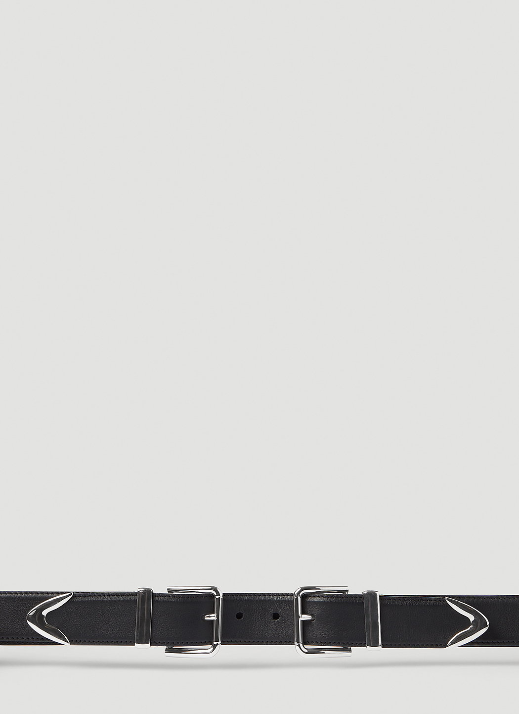 Dolce & Gabbana Men's Black Double Buckle Leather Belt - Man Belts 95