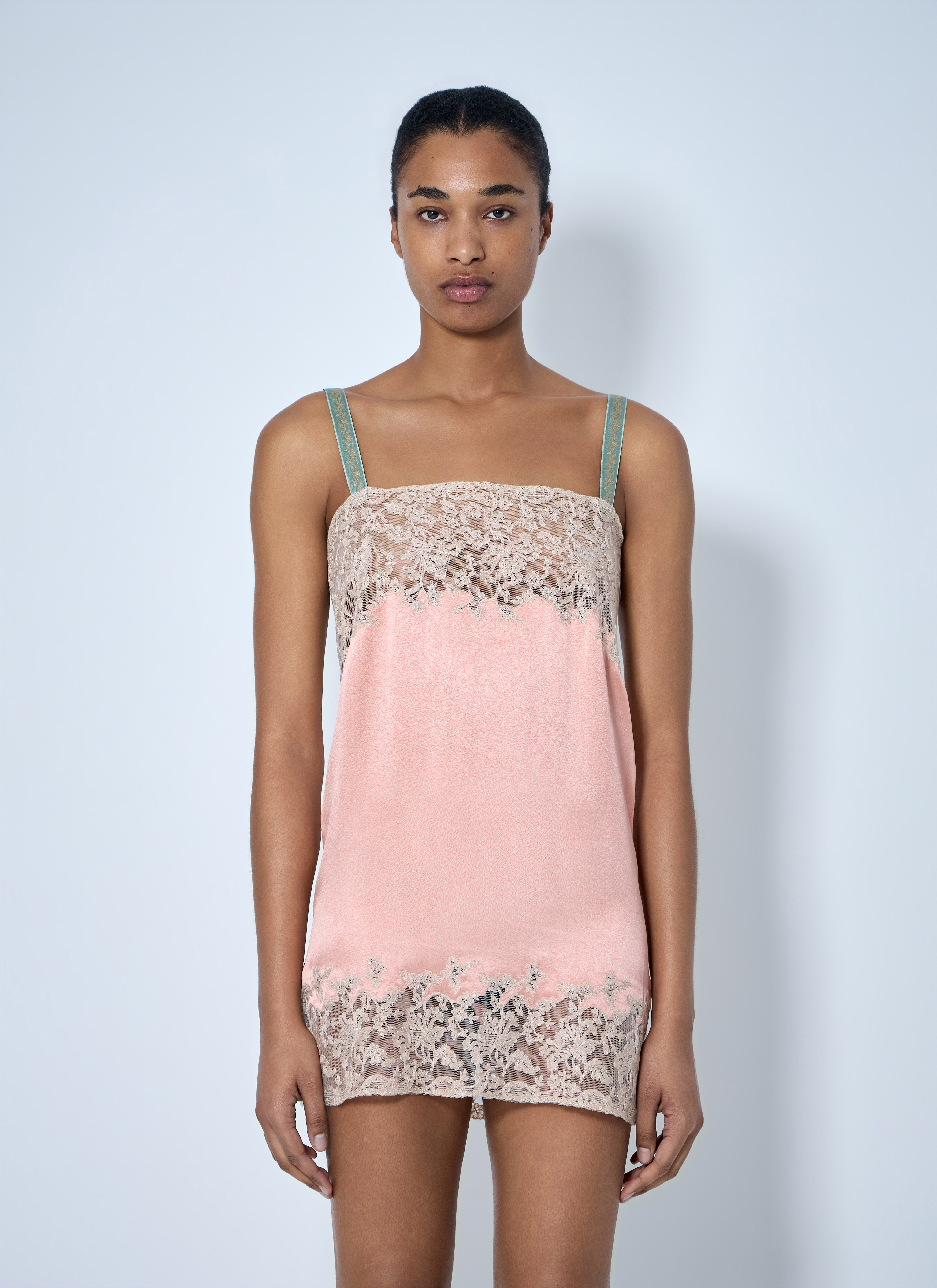 Saint Laurent Sleeveless Lace-trimmed Slip Dress - Woman Dresses Pink Fr - 36