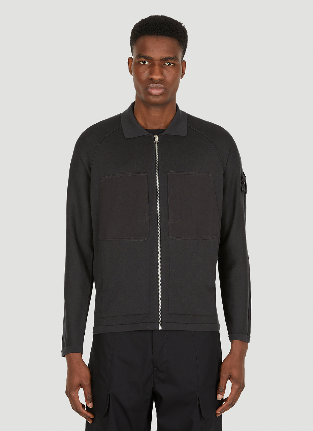Logo Patch Zip Front Sweater