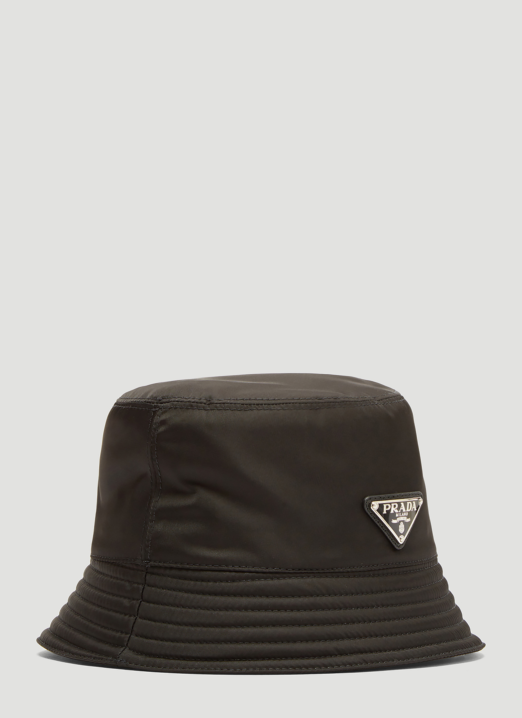 Prada Nylon Logo Bucket Hat in Black 