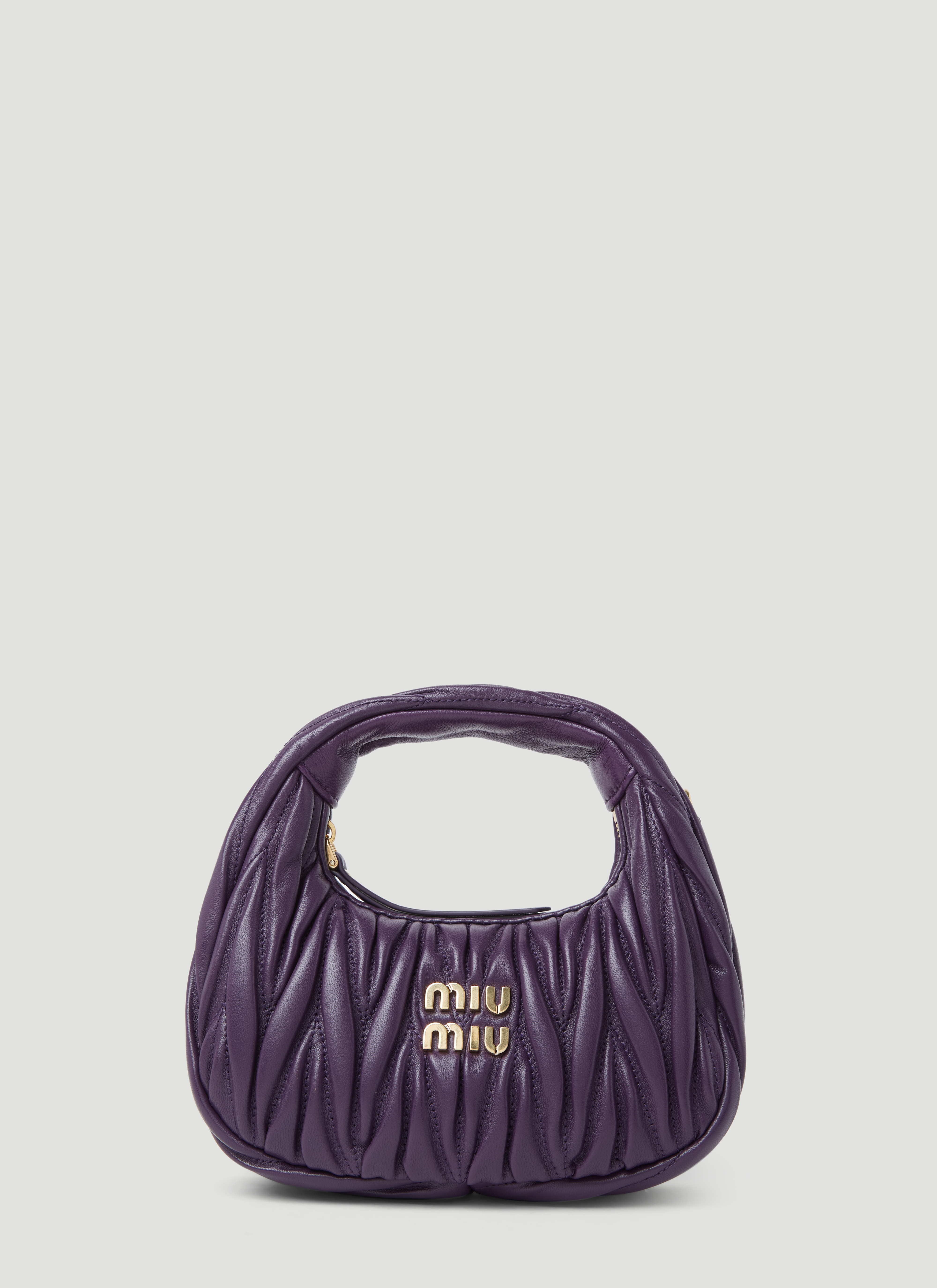 miu miu キルティングバッグ パープル Miu Miu Women's' Wander Matelassé Leather Hobo Mini Shoulder Bag