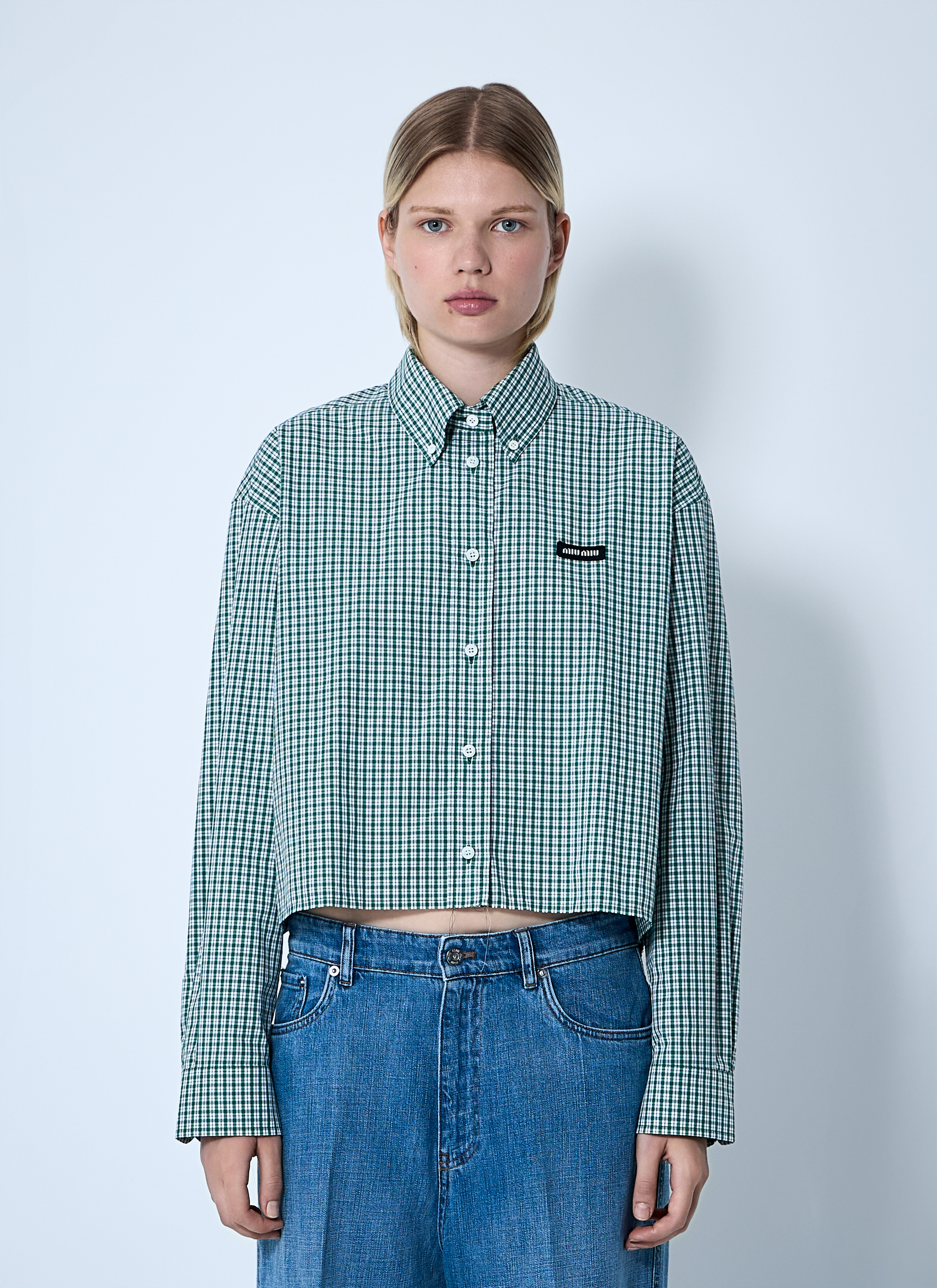 Miu Miu Women's' Check Shirt in Green | LN-CC®