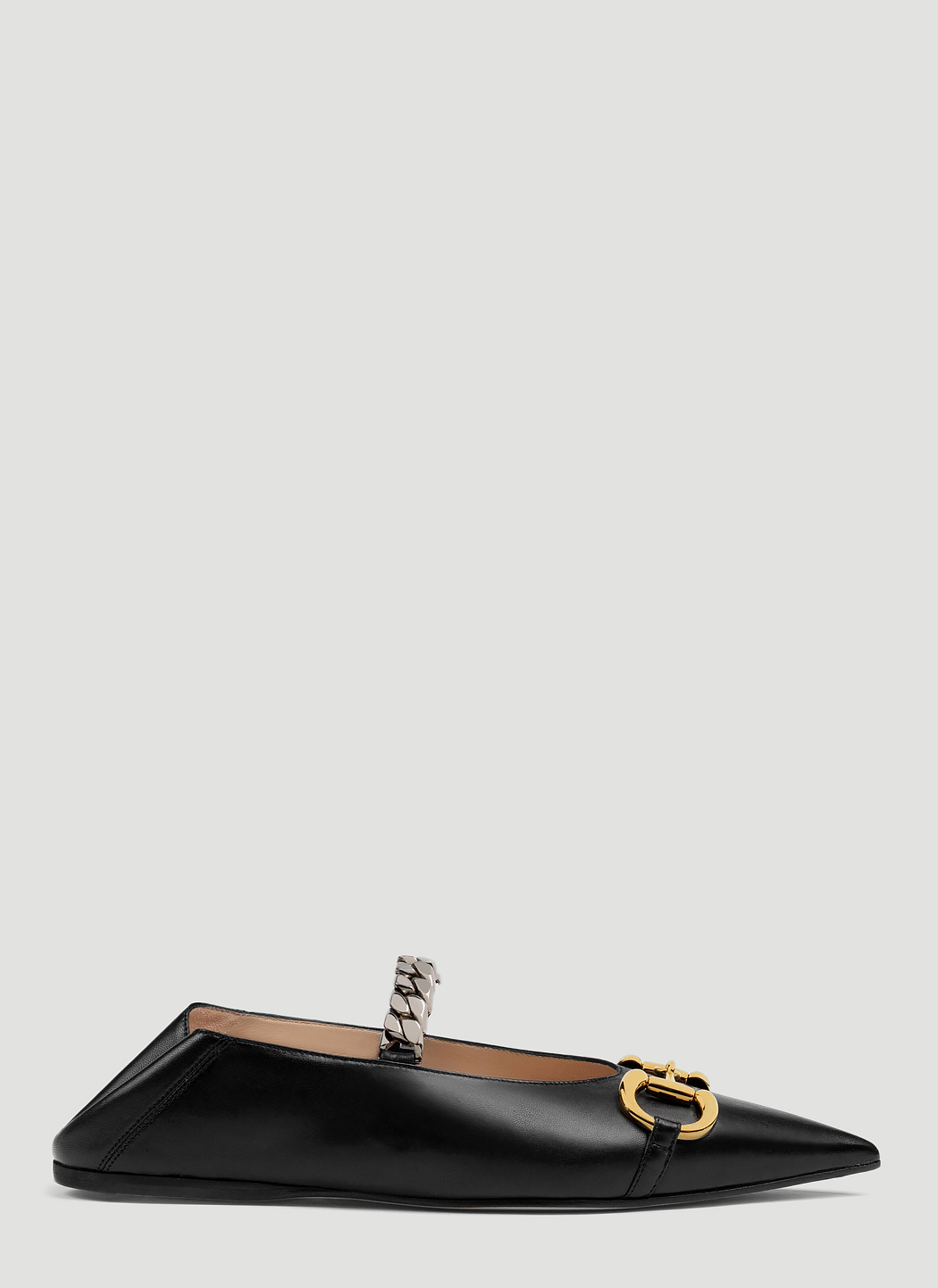 gucci deva ballet flats with chain and horsebit