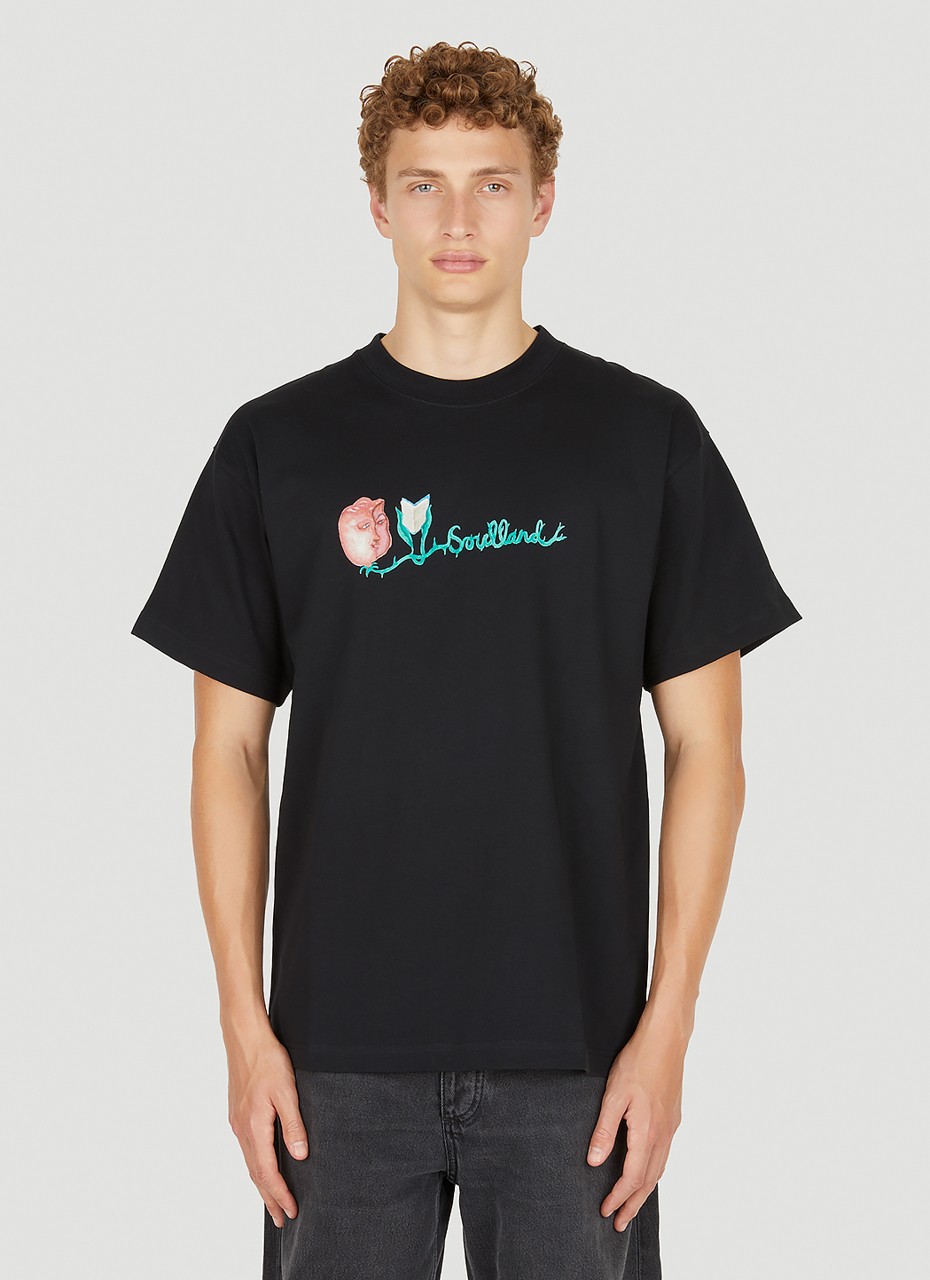 Flower Smiley Hotel Print T-Shirt