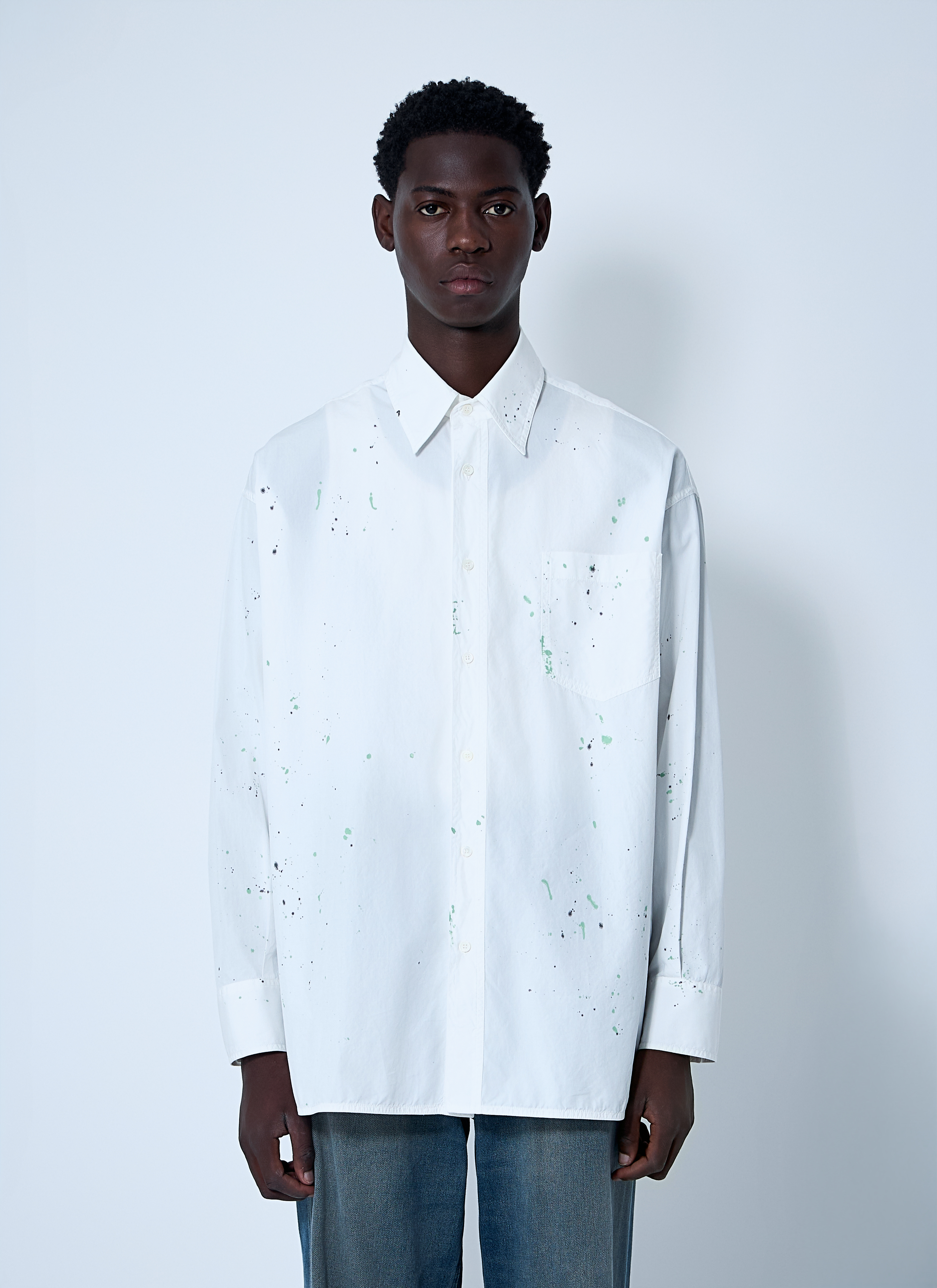 MM6 Maison Margiela Men's' Paint Residue Shirt in White | LN-CC®