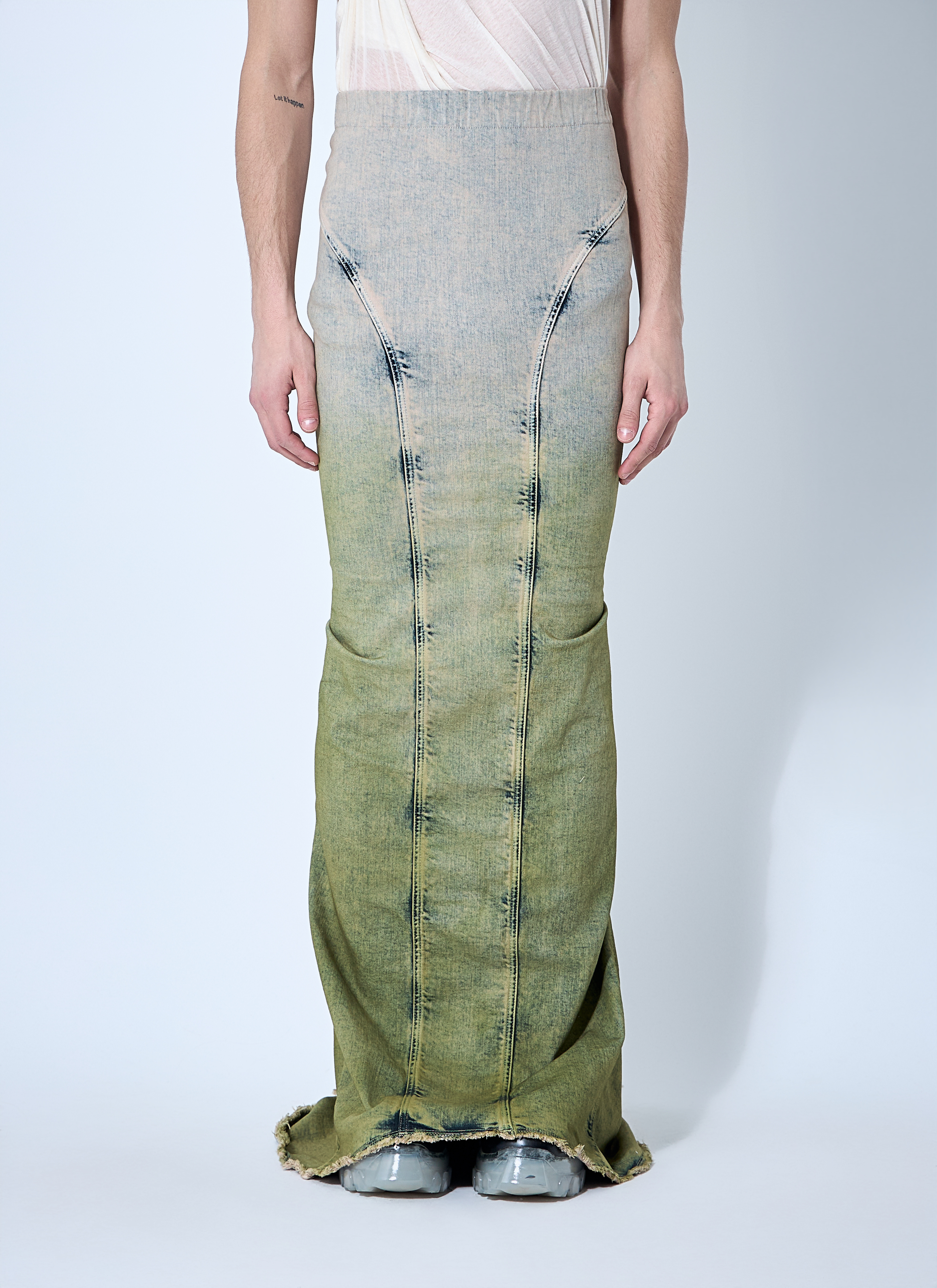 【MONCLER x Rick Owens】 Acid Degrade Al Maxi Skirt グリーン Moncler x Rick Owens Women's' Acid Degrade Al Maxi Skirt in