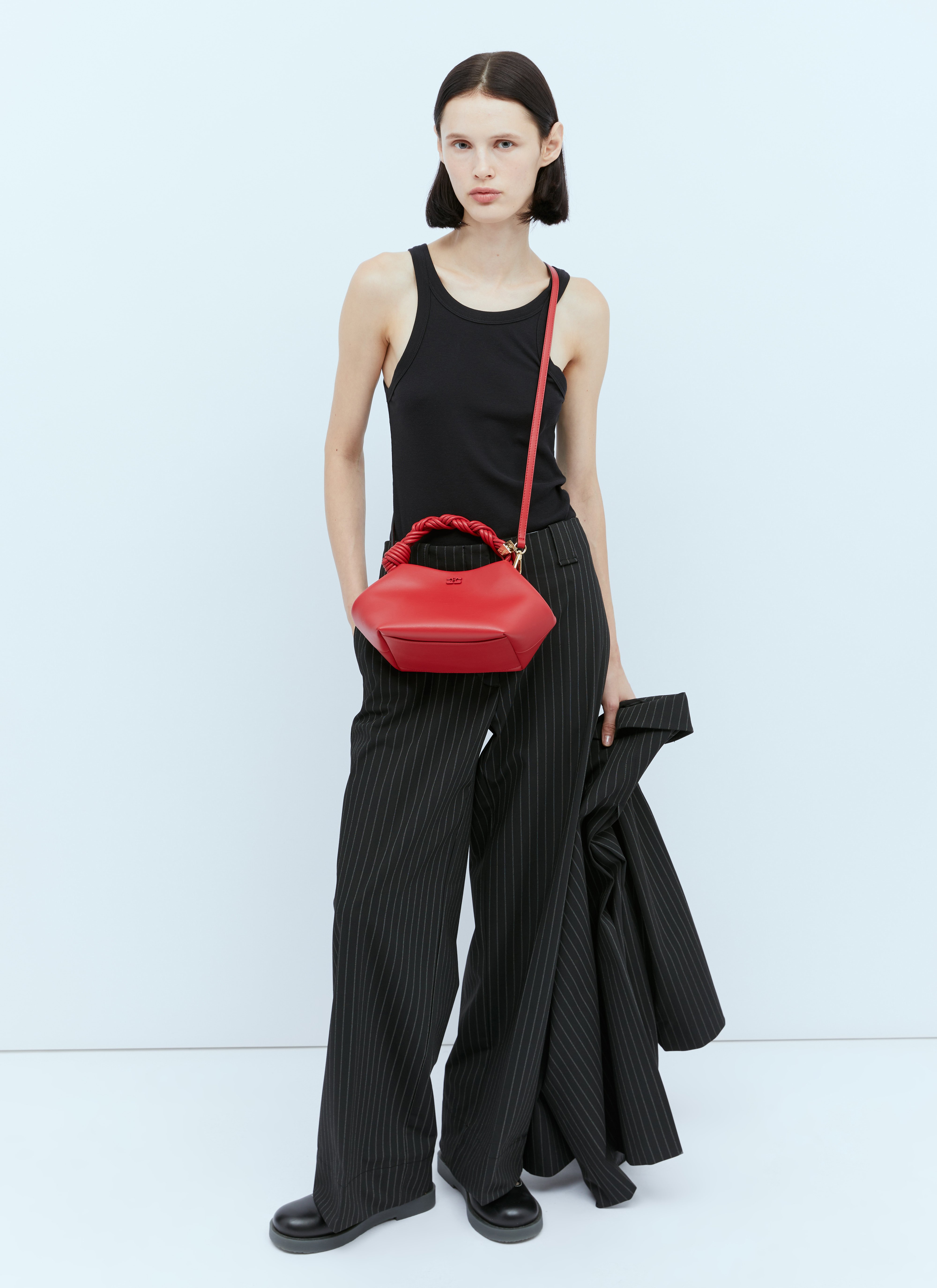 トートバッグ Ganni Small ' Bou' Bag In Red Shaded Leather Blend Ganni Small ' Bou' Bag In Red Shaded Leather Blend In