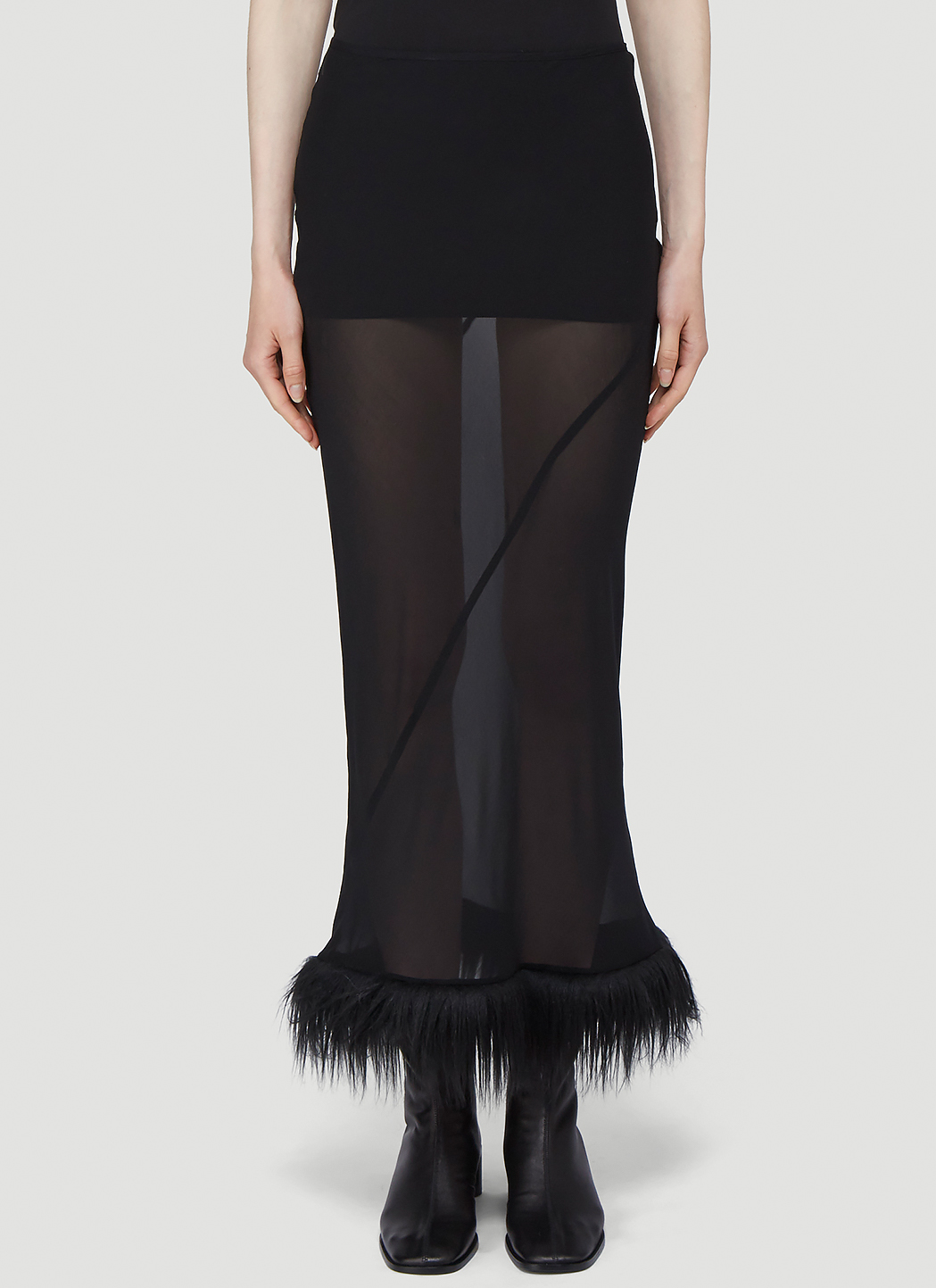 Saint Laurent Faux Fur Trim Mini Skirt in Blue  Lyst
