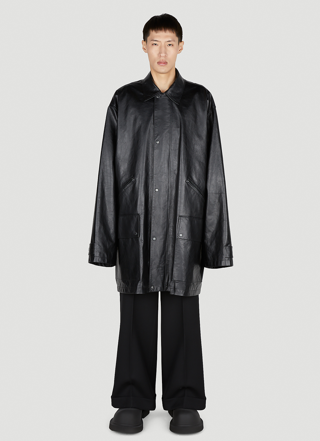 Leather Parka Coat