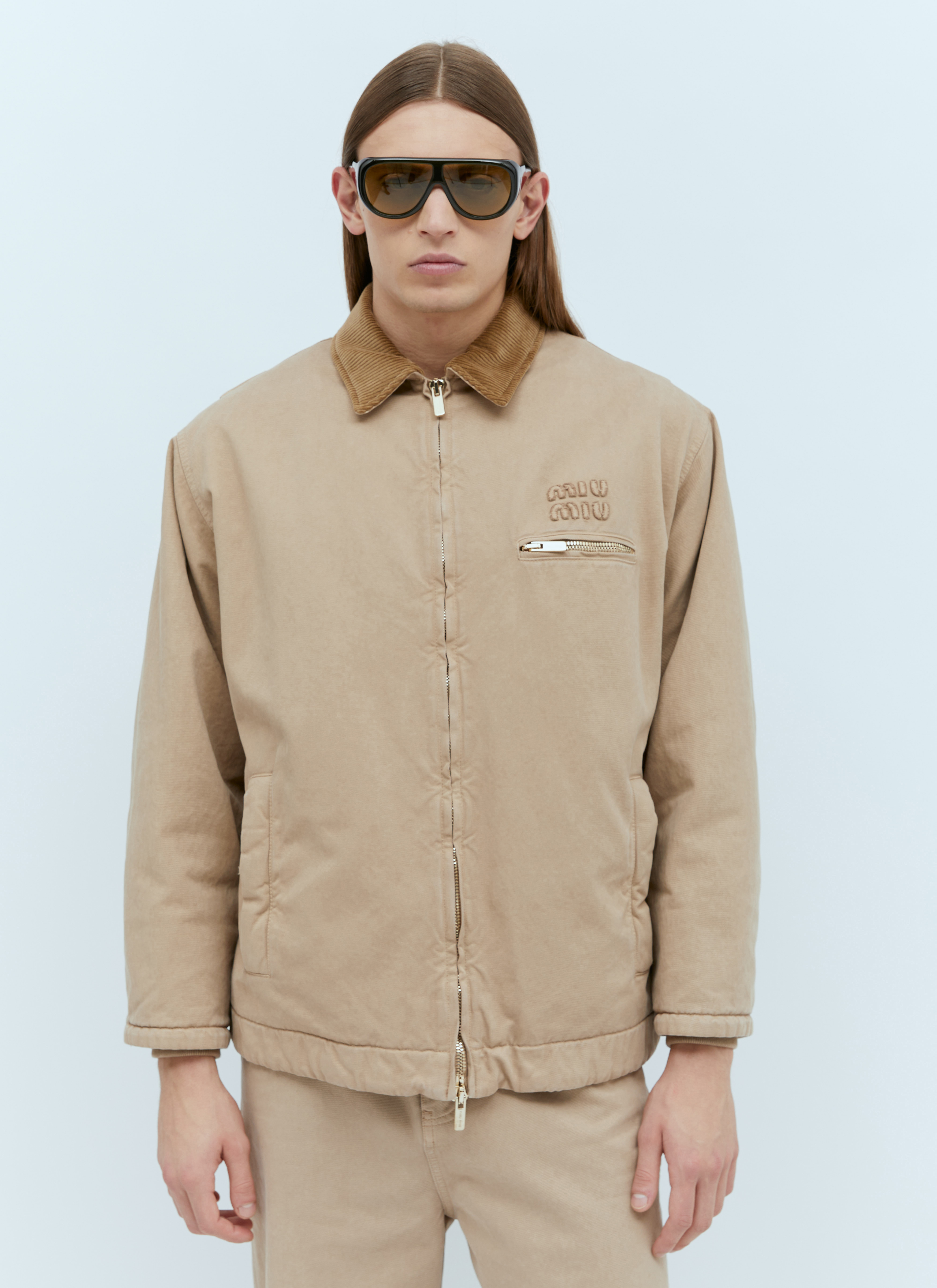 ジャケット MiuMiu | Garment-dyed gabardine blouson jacket ML1015 Miu Miu Men's' Garment-Dyed Gabardine Blouson Jacket in
