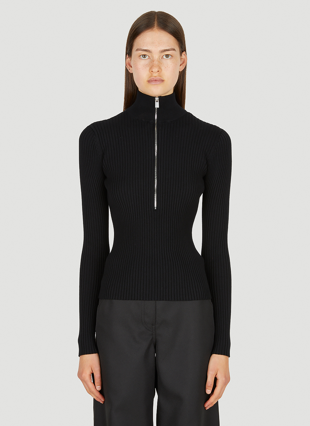Zip Front Ribbed Sweater